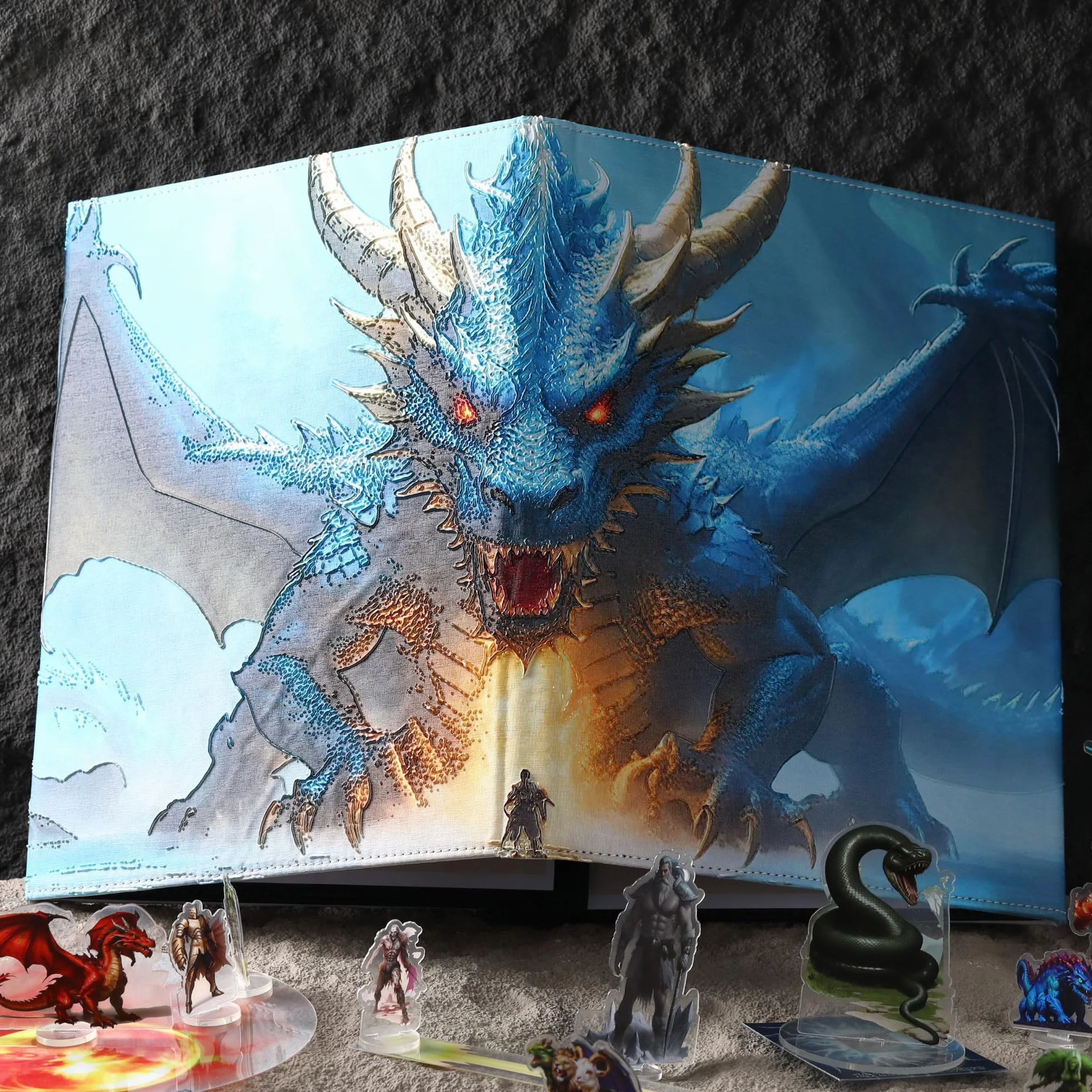 DND 5e DM Screen 8 pannelli Deluxe in ecopelle con tasche oscillanti cancellabili a umido e fogli per trucchi Dungeon Master Dungeons and Dragons GM Terrain Accessori D&D regalo per i Game Master