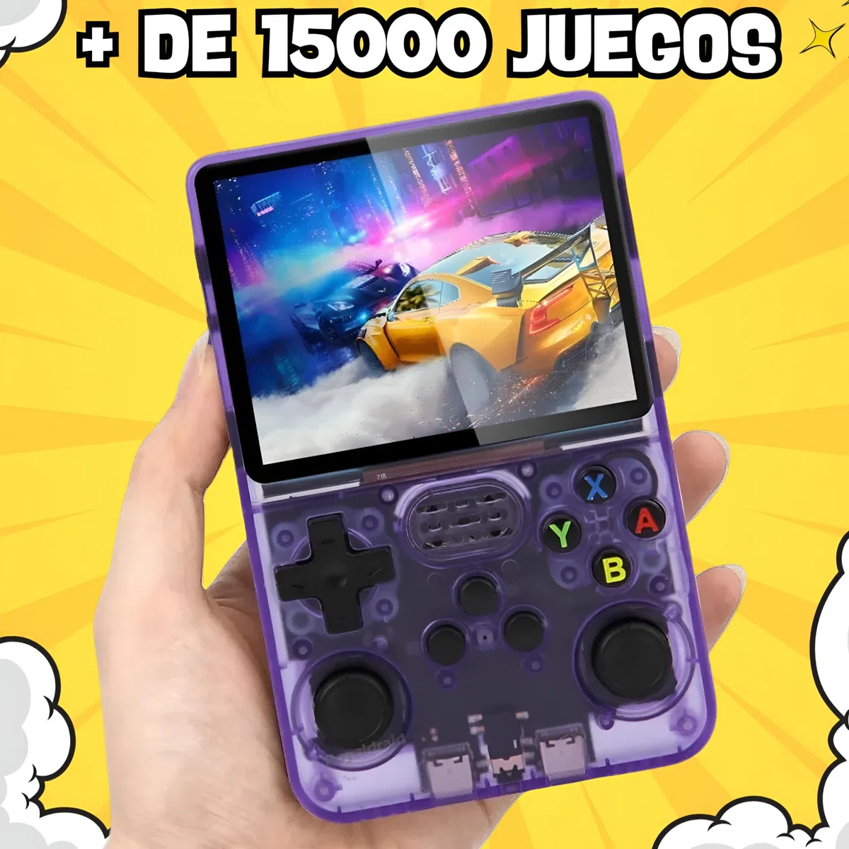 Console retrò portatile R36S con 15000 giochi - Mini console portatile con giochi per PS1, PSP, N64, NDS, SuperN, GameB, GBA, NeoG, ecc. Schermo HD IPS da 3,5 640 x 480 - Quad Core 1,6 GHz e RAM 1 GB