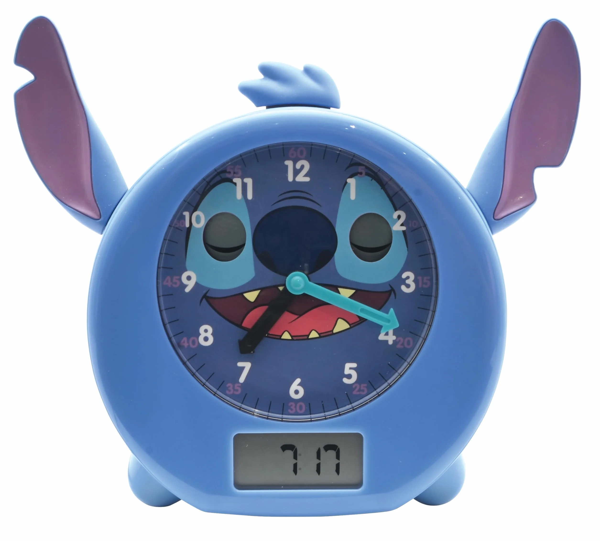 Lexibook Disney Stitch Il mio compagno educativo notturno, sveglia, luce notturna, simulatore d’alba e narratore di storie, con cavo di alimentazione, blu, RLT100D