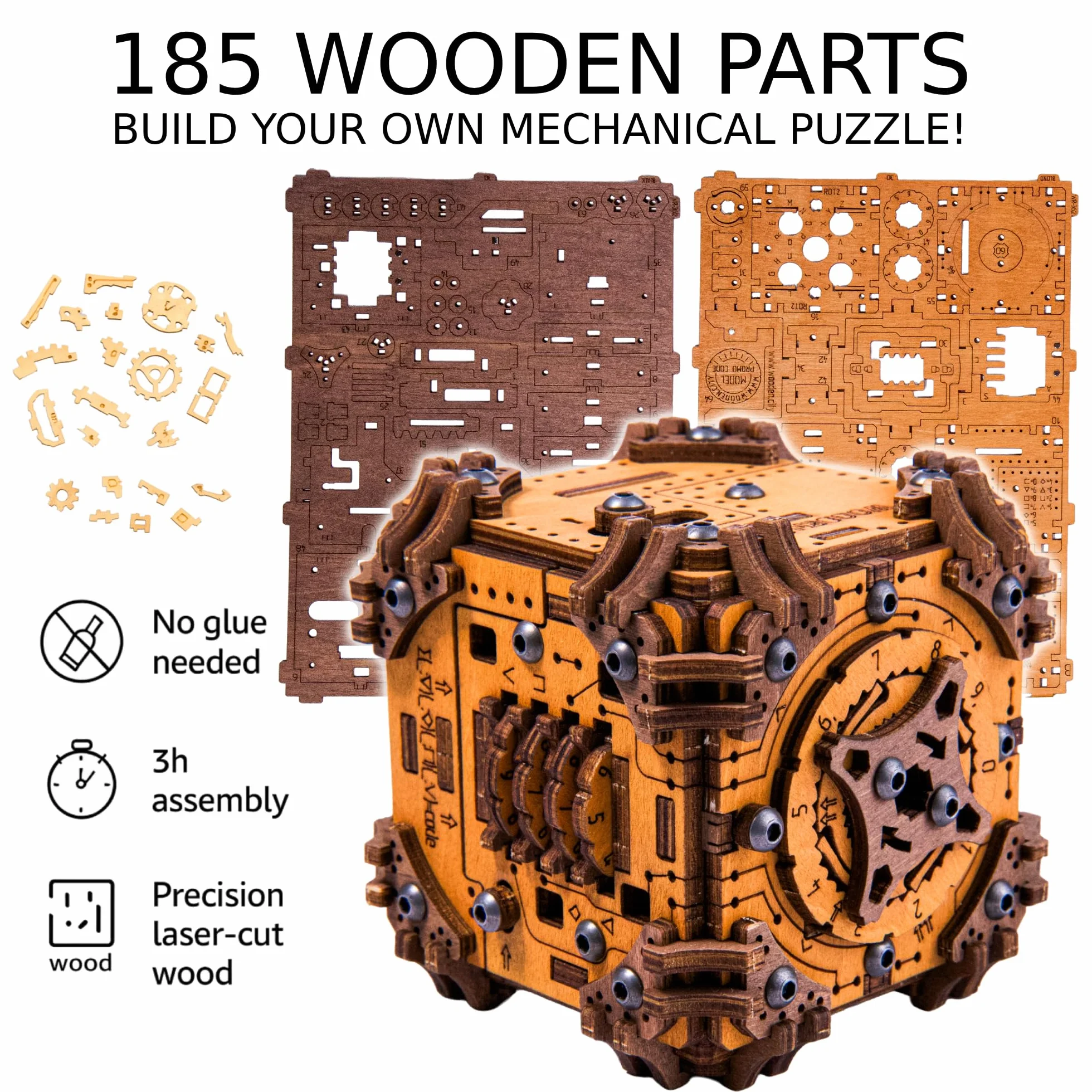 Modello 3D in Legno - Escape Puzzle Box - Tesseract's Secret