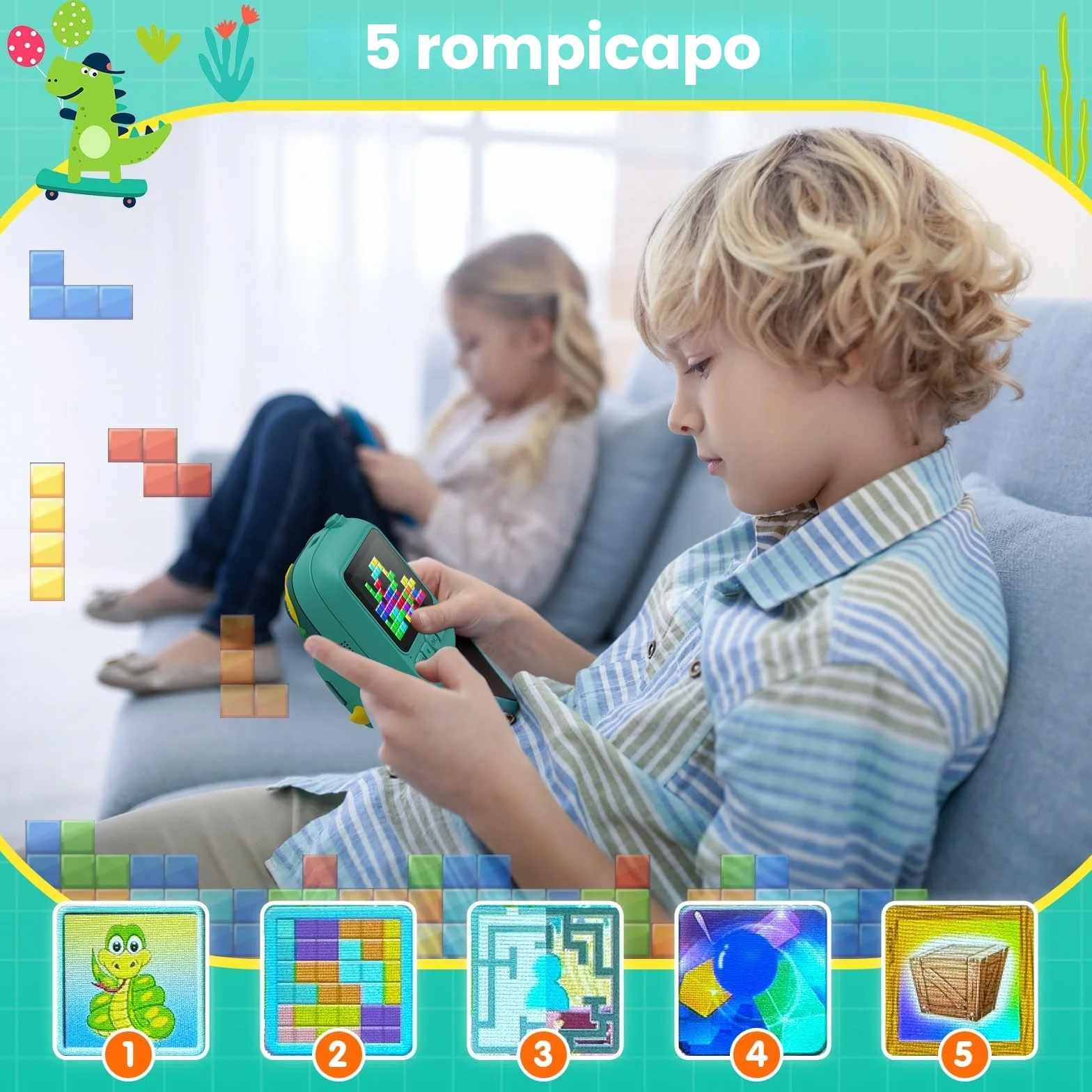 Macchina Fotografica Bambini Istantanea, CAMCLID 2,4 Pollici Fotocamera Bambini con 32GB Scheda, 12MP/1080P Fotocamera Digitale Dinosauro, Regali per Ragazzi Ragazze da 3-12 Anni (Verde)