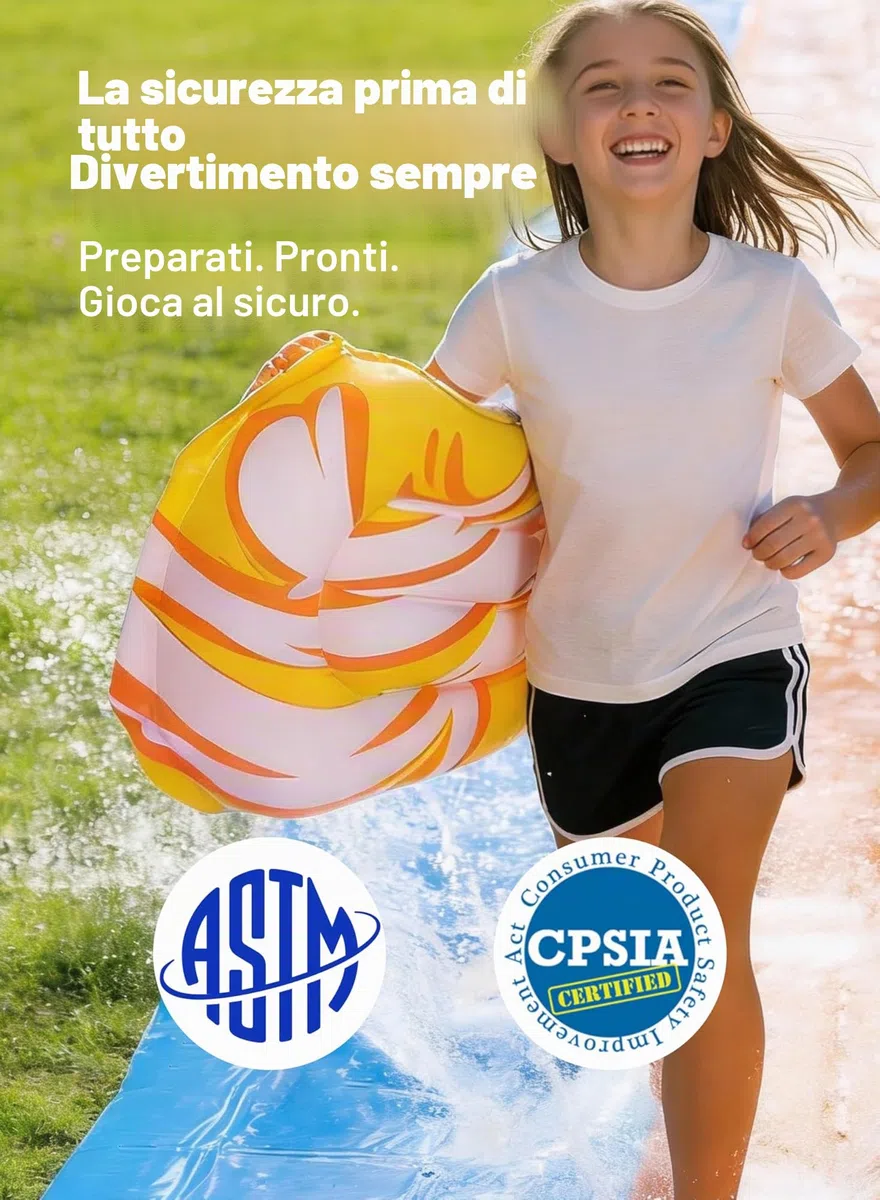 Sloosh Scivolo d'Acqua Triplo con Onde 22,5ft x 84in, Scivolo da Giardino con 3 Bodyboard e Irrigatore, Gioco d'Acqua Estivo per Bambini e Adulti