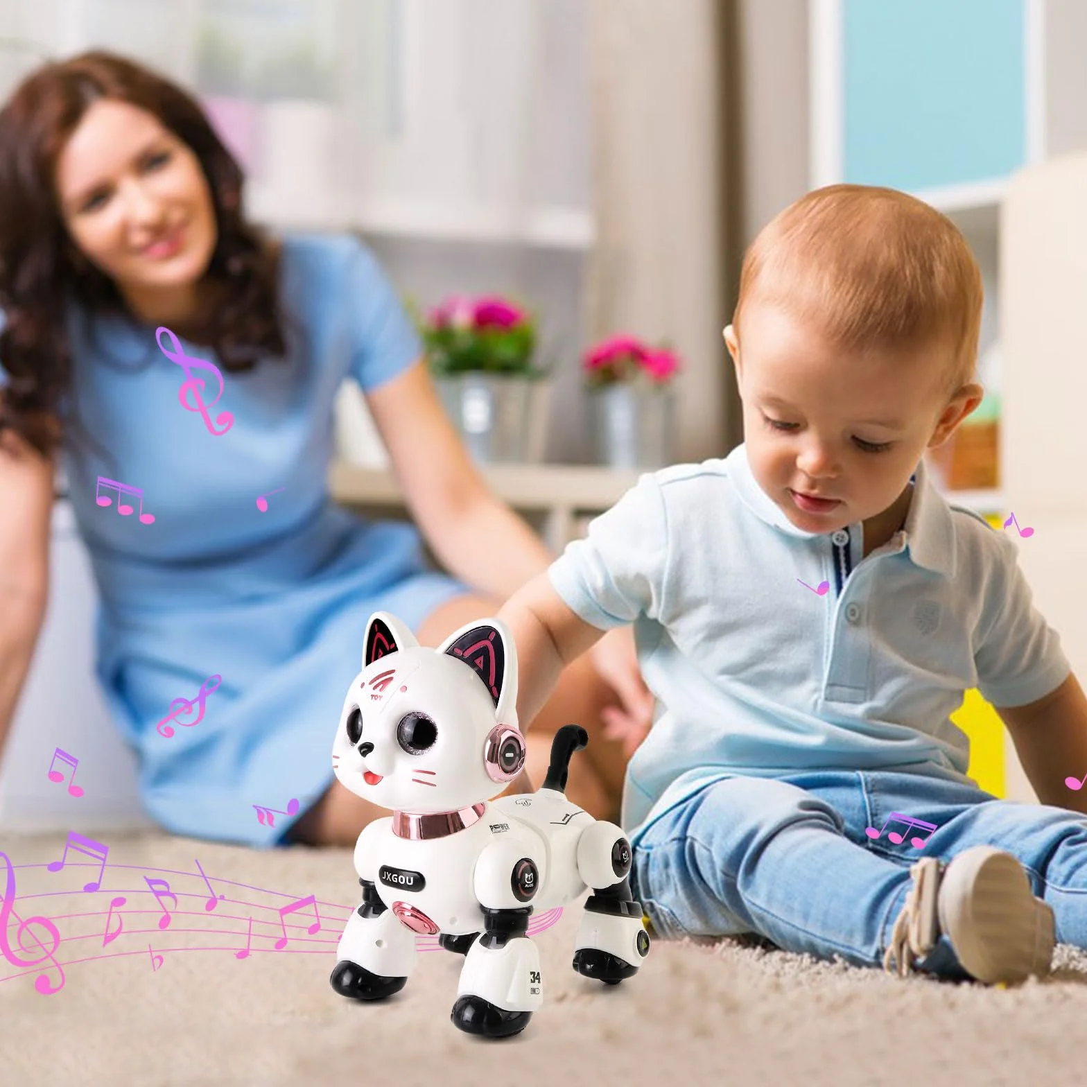 Gatto Robot per Bambini,Robot Gatto Programmabile RC con Luci e Suoni,Giocattolo Robotico Gatto Intelligente,Regalo Educativo per Bambini 8+ Anni