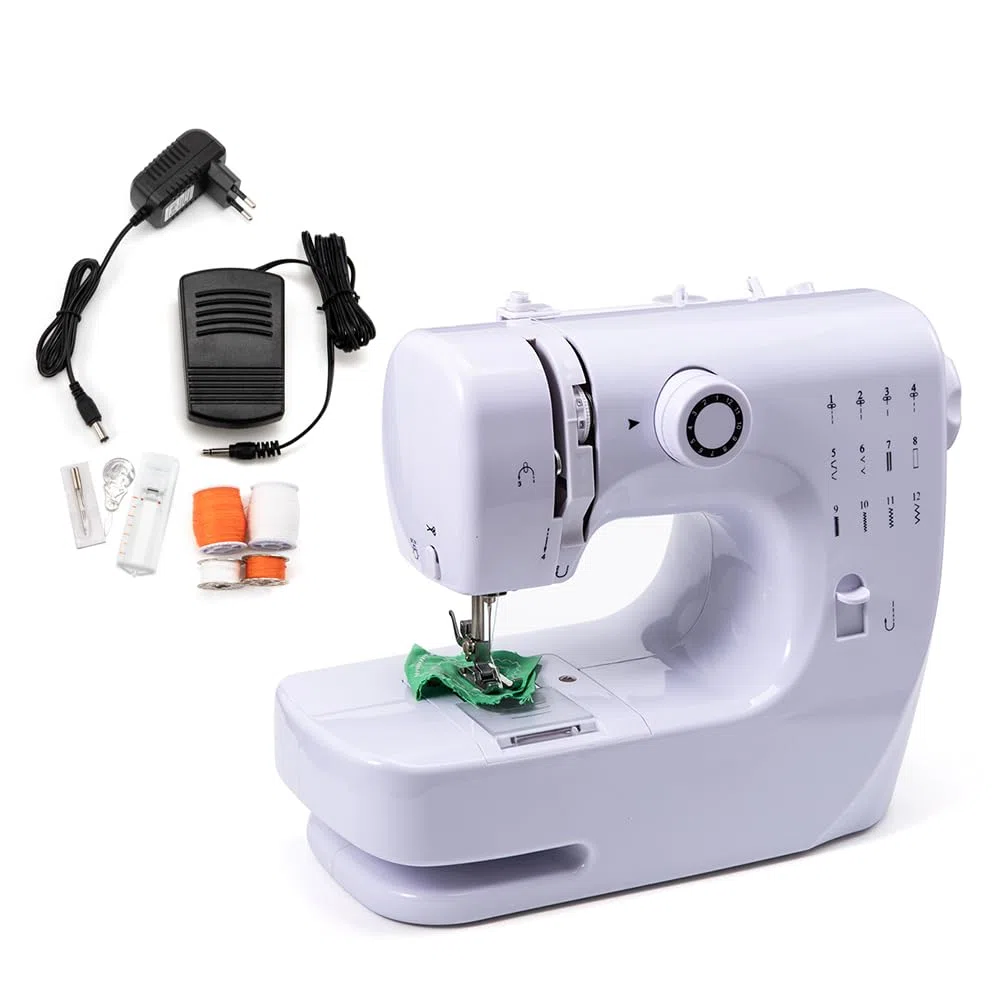 Macchina da cucire elettrica portatile per principianti, mini macchina da cucire per adulti con kit da cucito a 12 punti