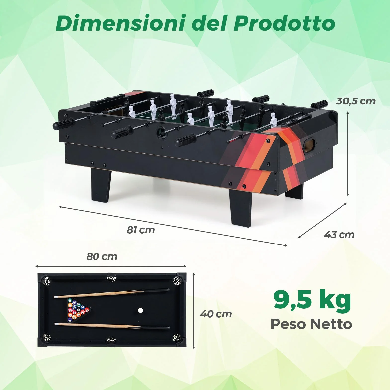 COSTWAY Tavolo Multigioco, Gioco Multifunzione 4 in 1-Calcio Balilla, Tavolo da Biliardo, Ping Pong, Air Hockey, Calcetto Multigioco per Adulti e Bambini, Casa Feste Bar (Nero)