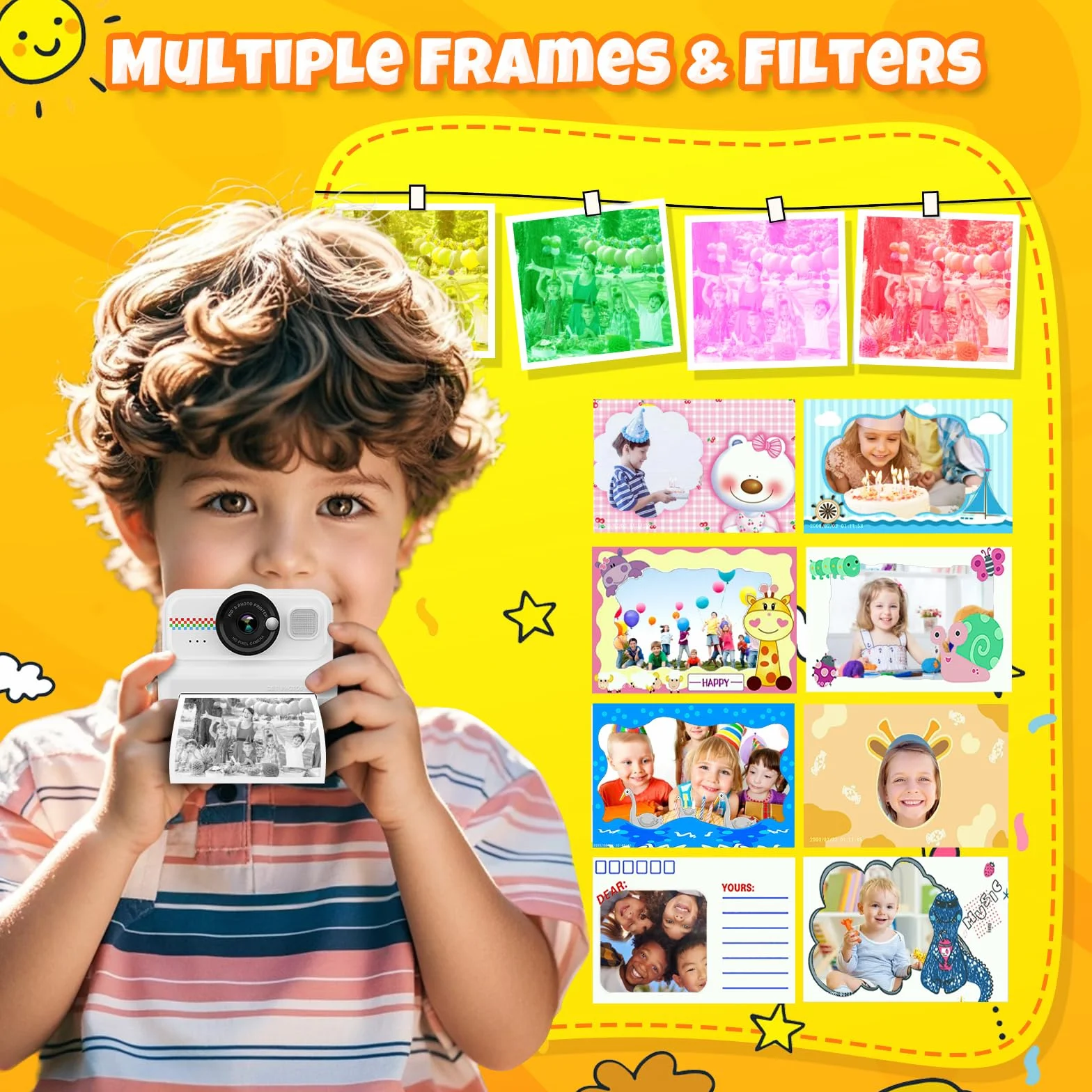 HiMont Fotocamera Istantanea Bambini HD 1080P con Scheda 32GB e 3 Rotoli Carta Stampa Regalo 3-14 Anni