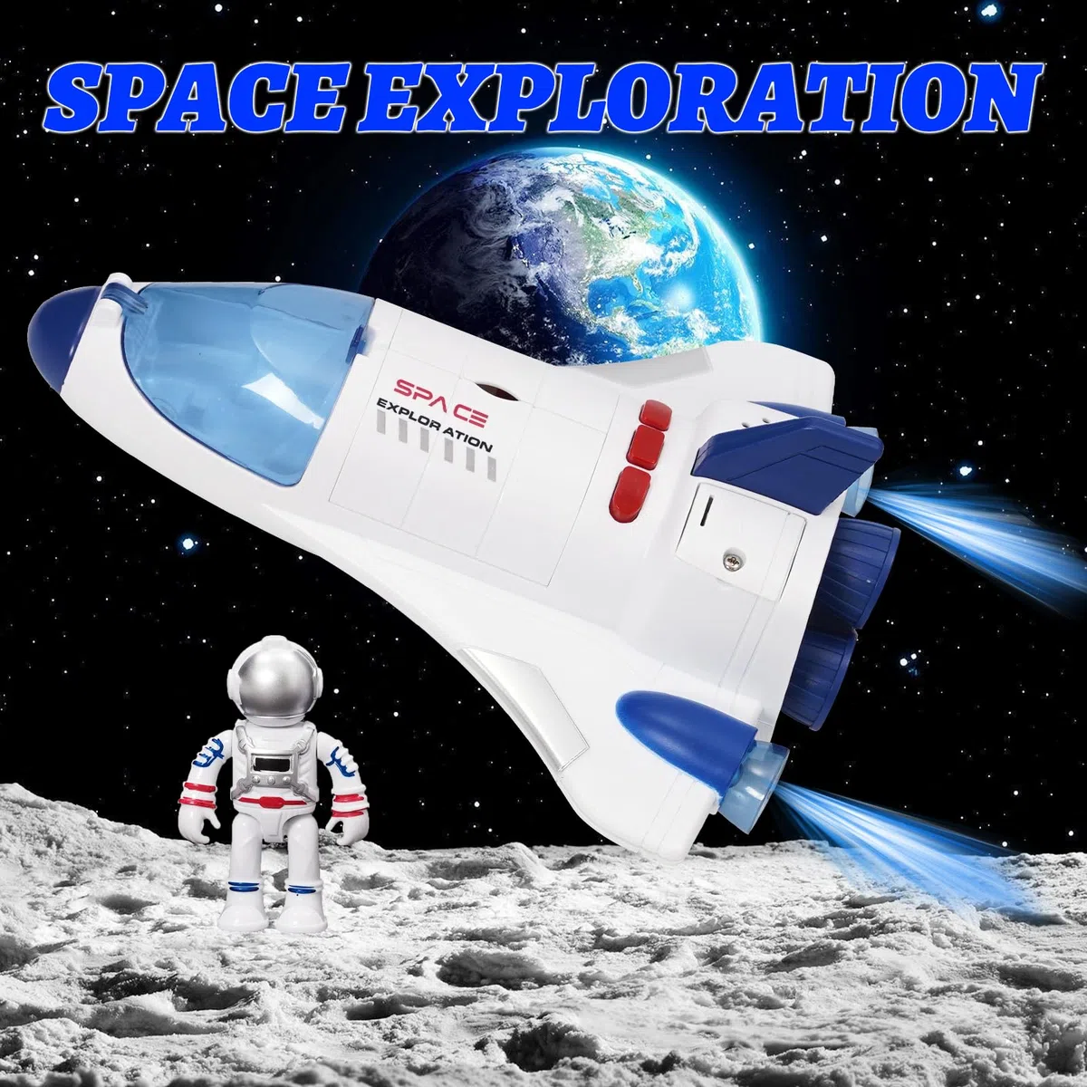 Giocattolo del Razzo Spaziale per Bambini, Space Shuttle Giocattolo con Astronauti Luci e Suoni, Spaceship Rocket Toys for Kids (WY893A)