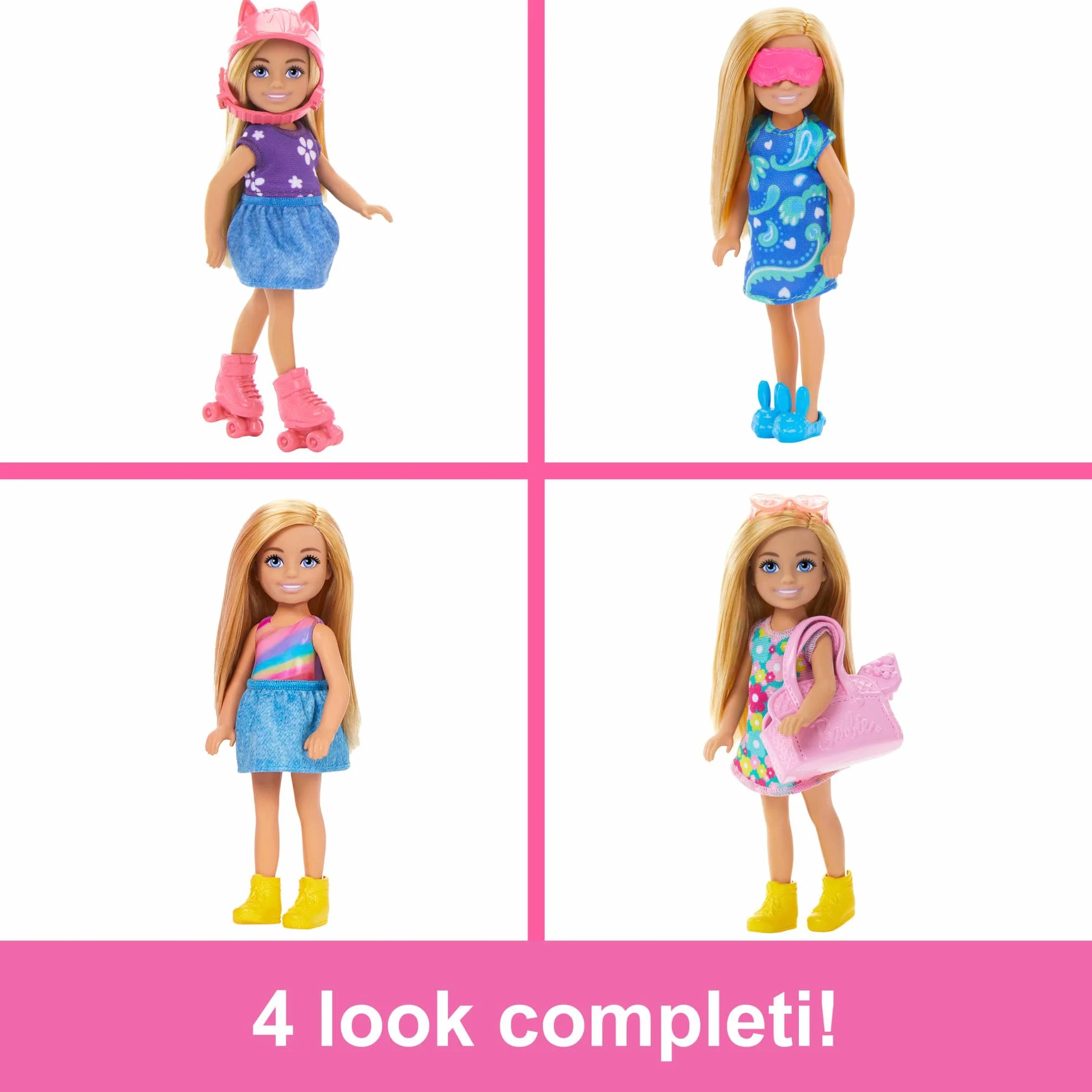 Barbie - Chelsea Playset Armadio, set pieghevole con bambola, armadio e vestiti, include 3 aree di gioco, 4 look completi e 15 accessori, giocattolo per bambini, 3+ anni, HXN03