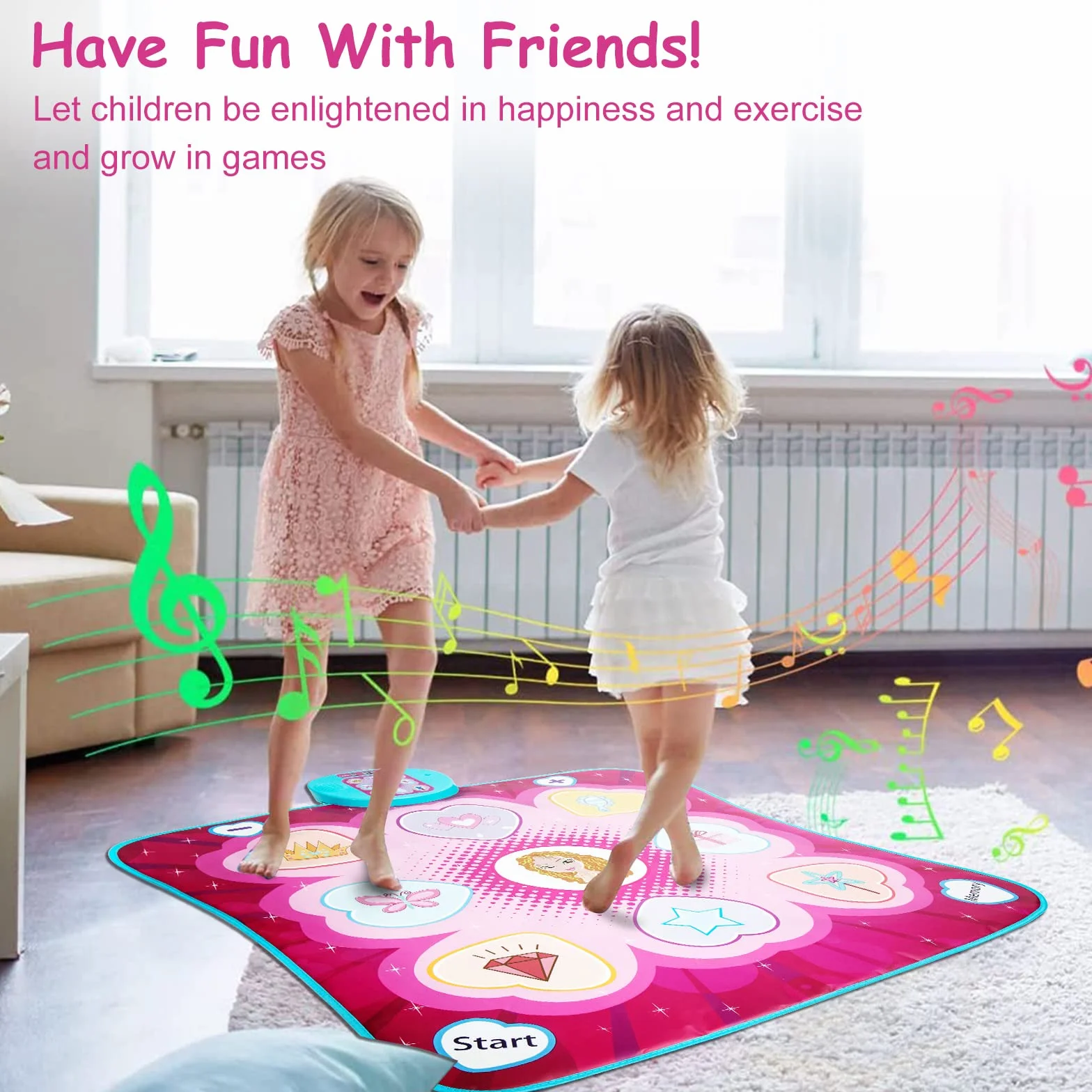 JUYOUNGA Tappetino da Ballo per Bambini, Tappetini da Ballo Bambina Giocattolo Tappeto Musicale da Ballo, modalità Piano,Volume Regolabile,Regali Compleanno per Ragazzi Ragazze 3 4 5 6+