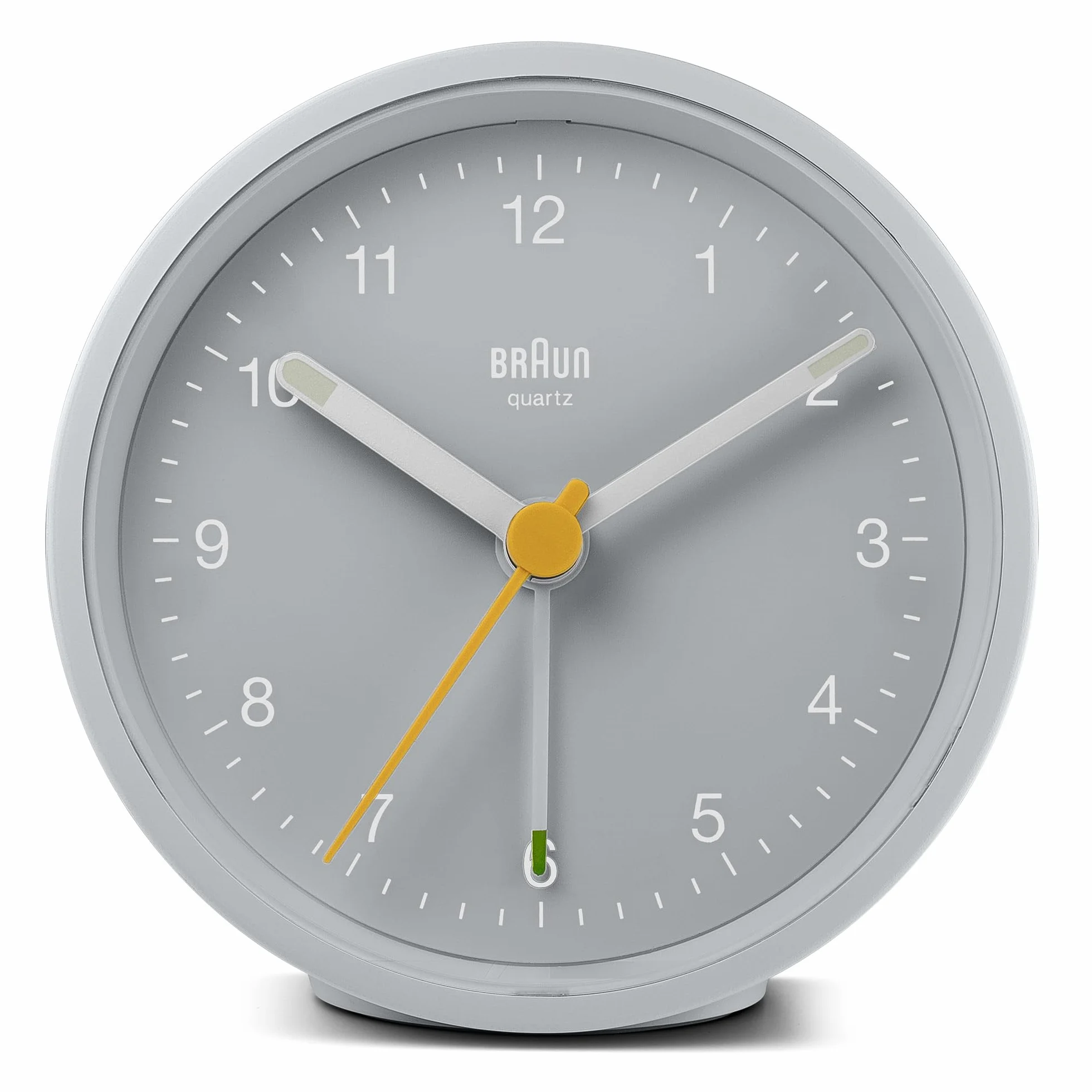 Braun Sveglia analogica Classic con snooze e luce, movimento al quarzo silenzioso, allarme sonoro in crescendo, grigio, modello BC12G.