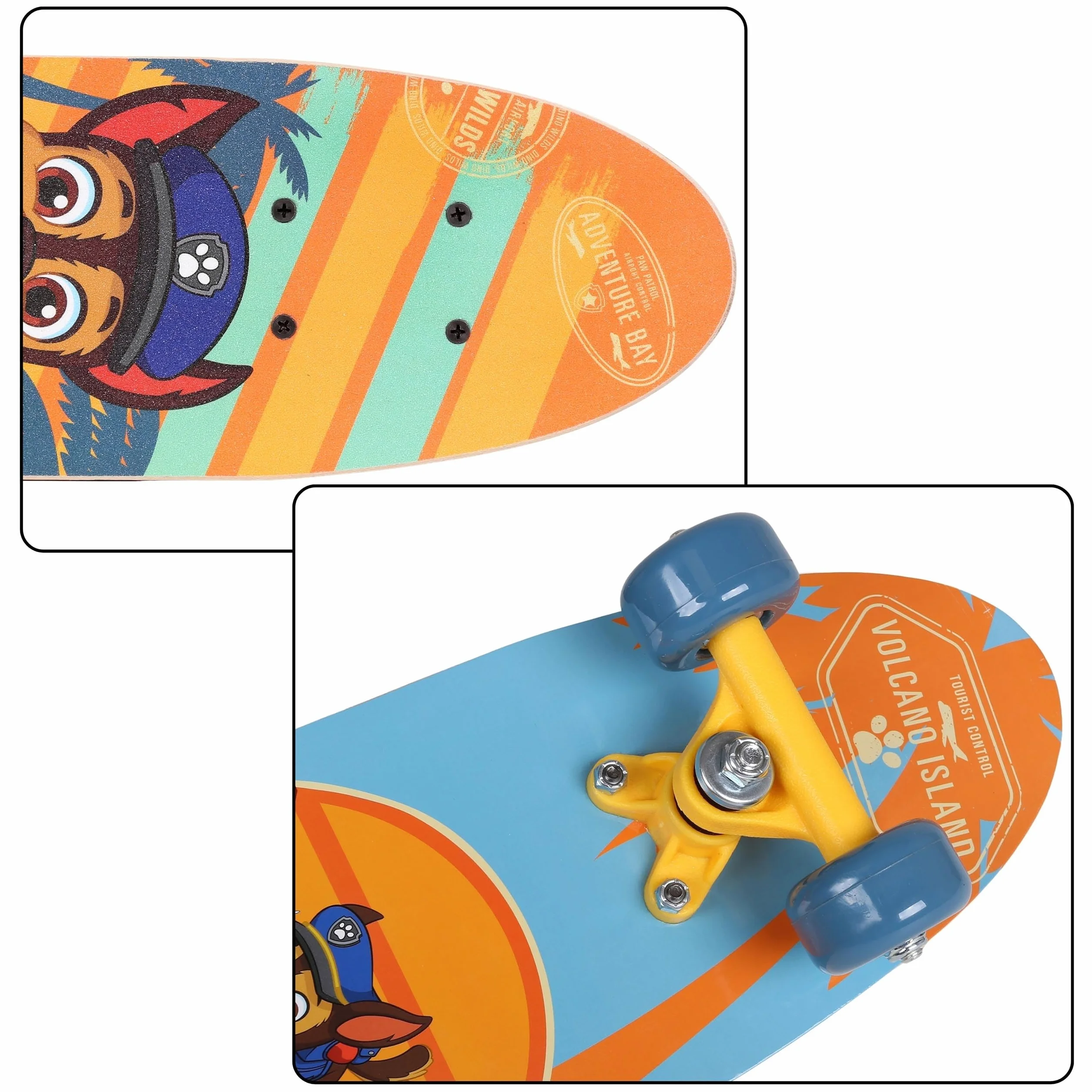 Paw Patrol Chase Skateboard in legno per ragazzi, tavola antiscivolo 20-50kg, 61 cm