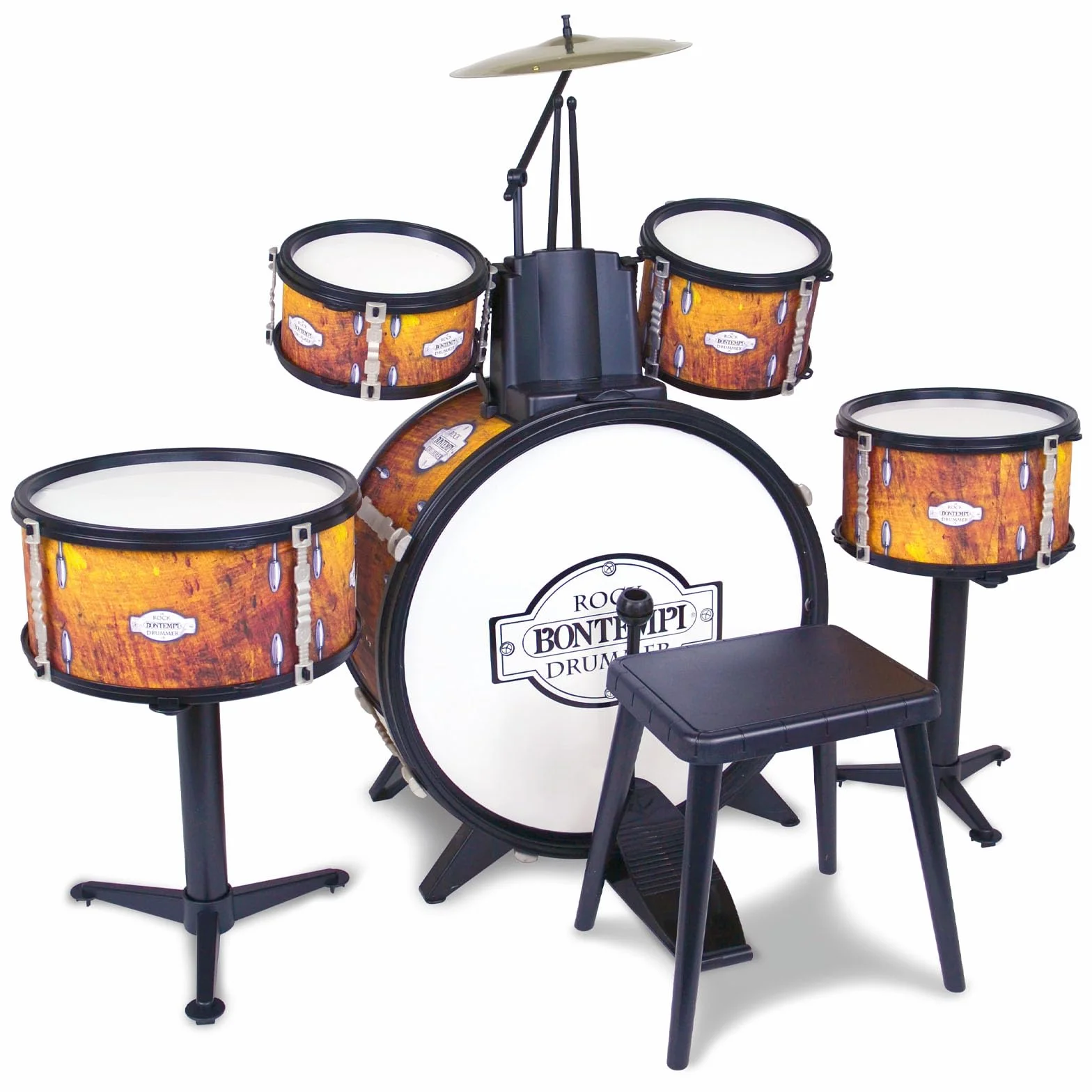 Bontempi | BeatMaster Pro: Batteria per Piccoli con Suoni Realistici e Tanto Divertimento, Arancione, 850x650x680 mm
