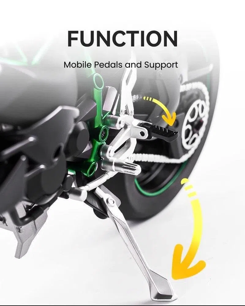 Modellino di Motocicletta in Scala 1:6, Pressofuso, 60% Carrozzeria in Lega, Caratterizzato da Effetti Sonori del Motore che Ruggisce, Avvio con Chiave, Luci Autentiche e Parti Mobili (Ruota