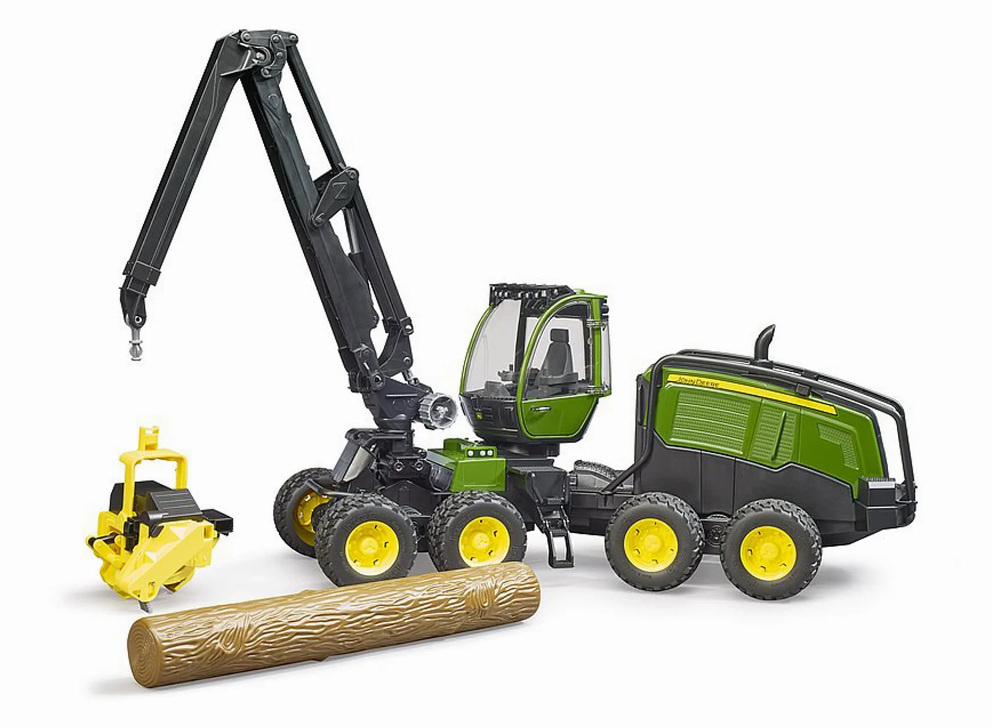 bruder 02135 - Mietitrice John Deere 1270G con 1 tronco, trattore, trasportatore di legname, giocattolo