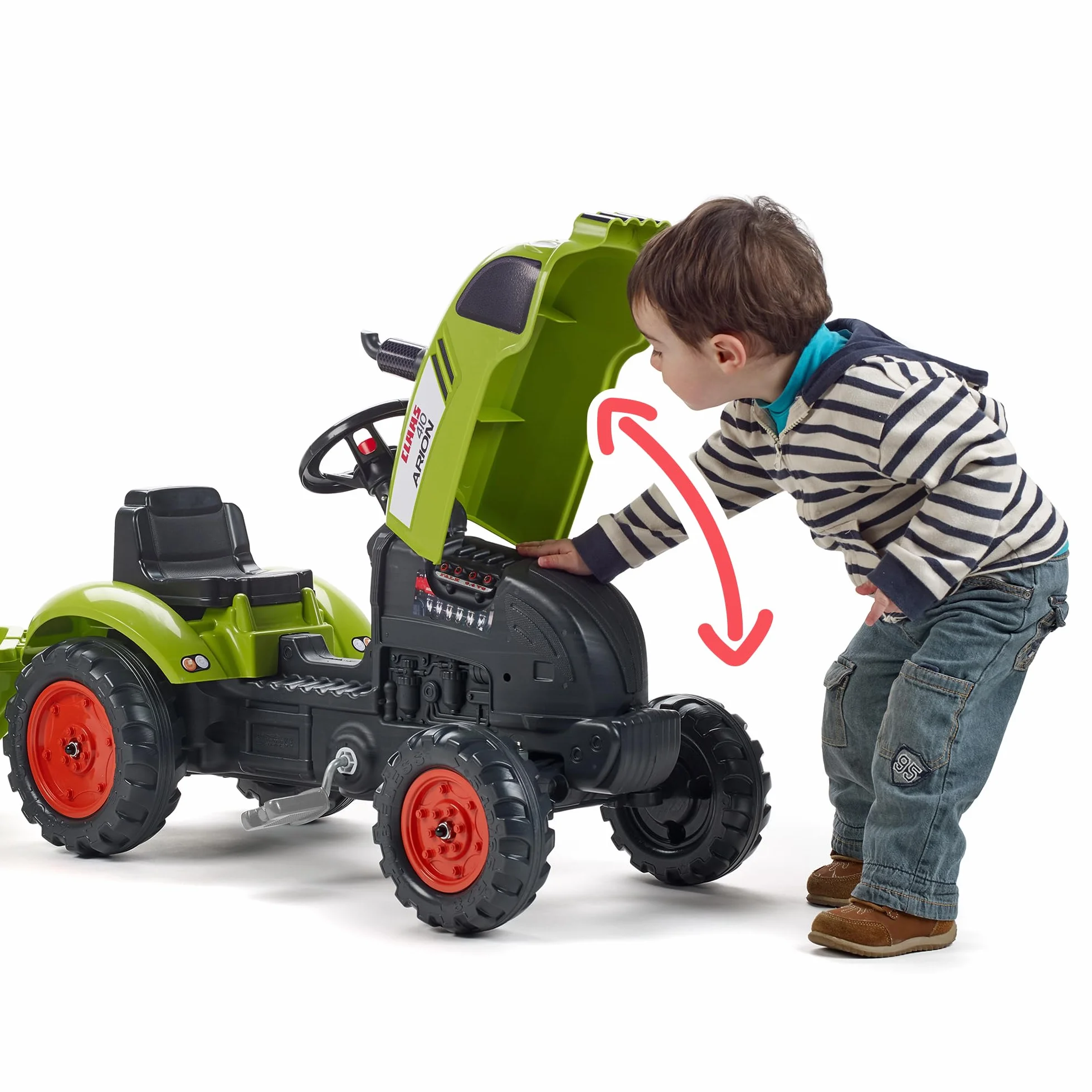 FALK - Trattore e rimorchio a pedali Claas - Da 2 anni - Made in France - 50% plastica riciclata - 2041C