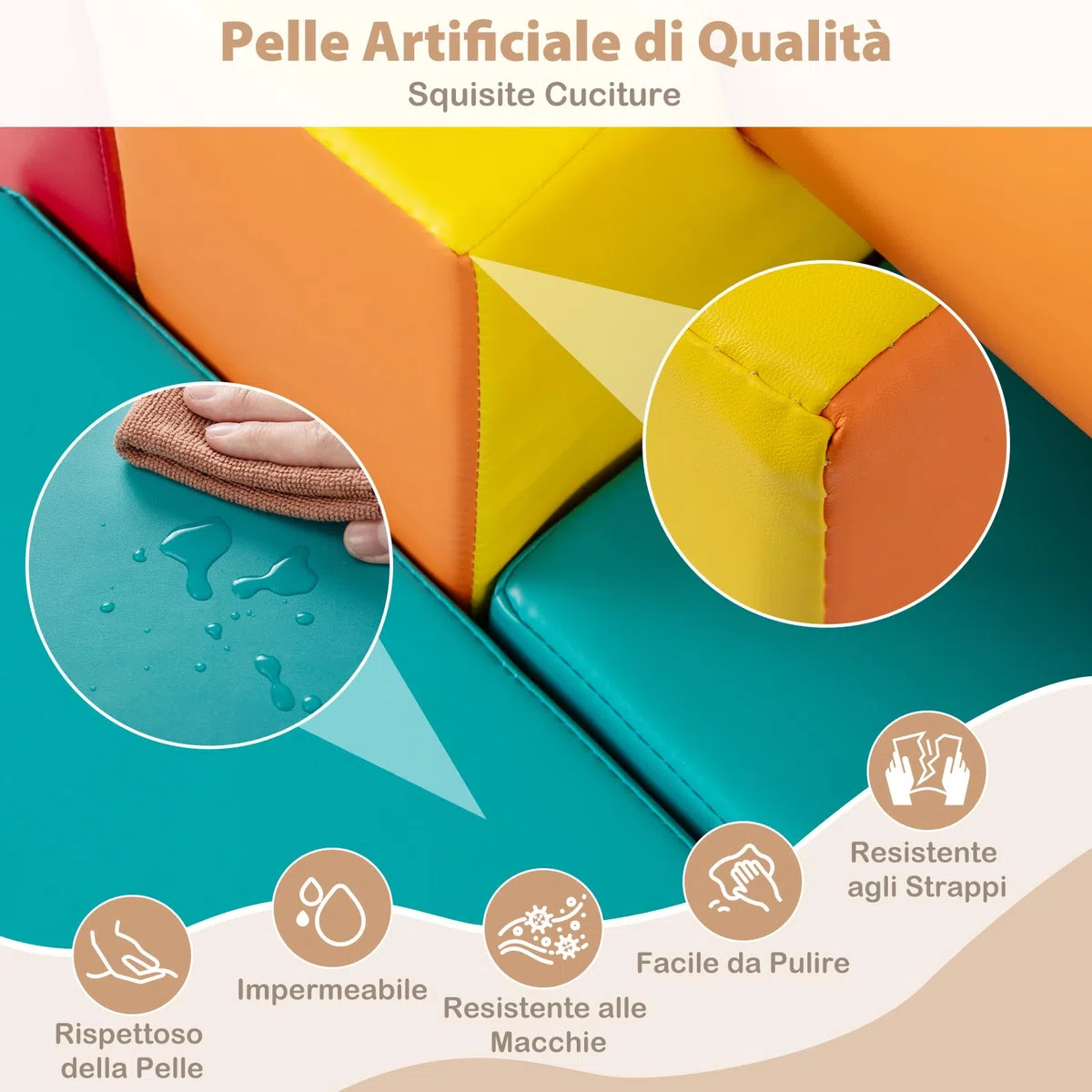 COSTWAY Zestaw 10 Giocattoli da Arrampicata per Bambini, Blocchi in Schiuma Morbidi, Set Attività Gattonare e Scivolare 1-3 Anni (Verde)