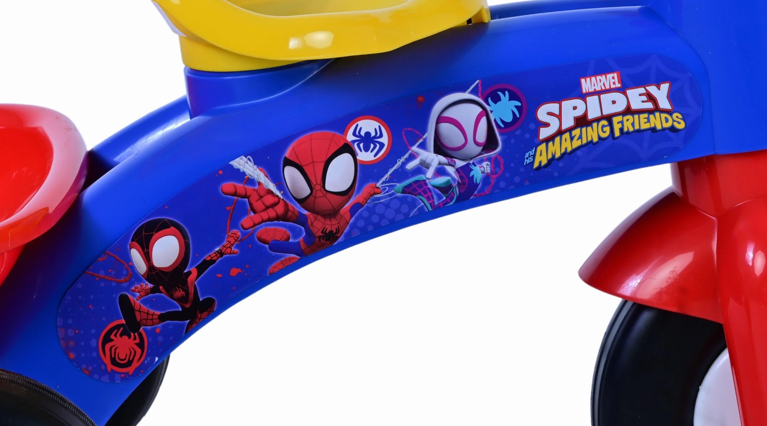 Triciclo primo passi Spidey con cestino e portagiochi per bambini a partire da 1 anno di età