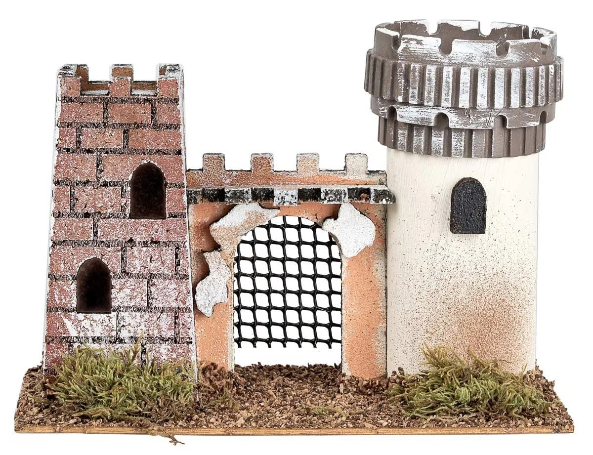Generico Castello con Due Torri Unite da Arco con cancello cm 19x9x13 h