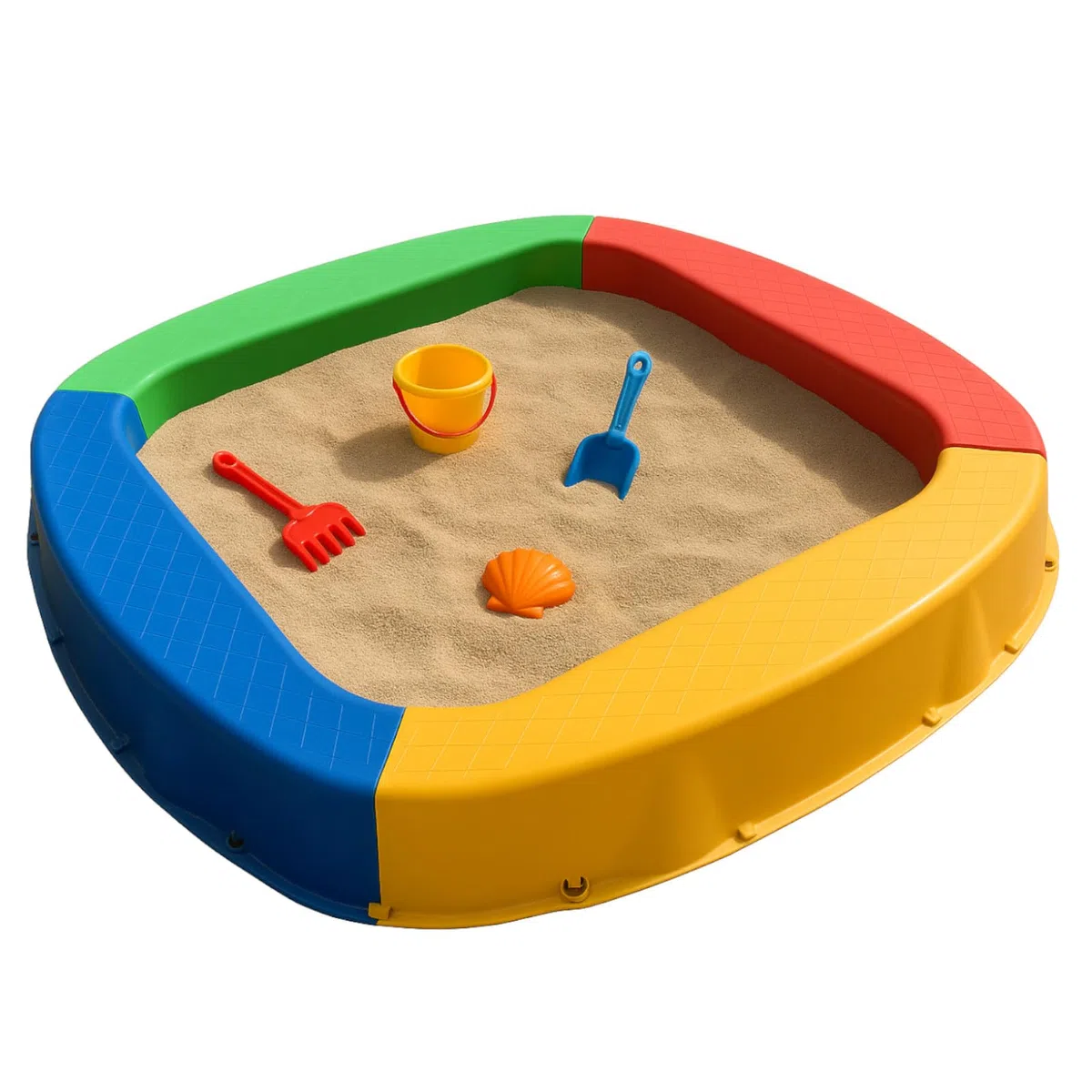 BURI - Sabbiera Premium in plastica 150 x 150 x 20 cm, Colorata, Made in Germany – Robusta sabbiera per il giardino, giocattolo per bambini per giocare con sabbia o ghiaia, molto stabile e di alta