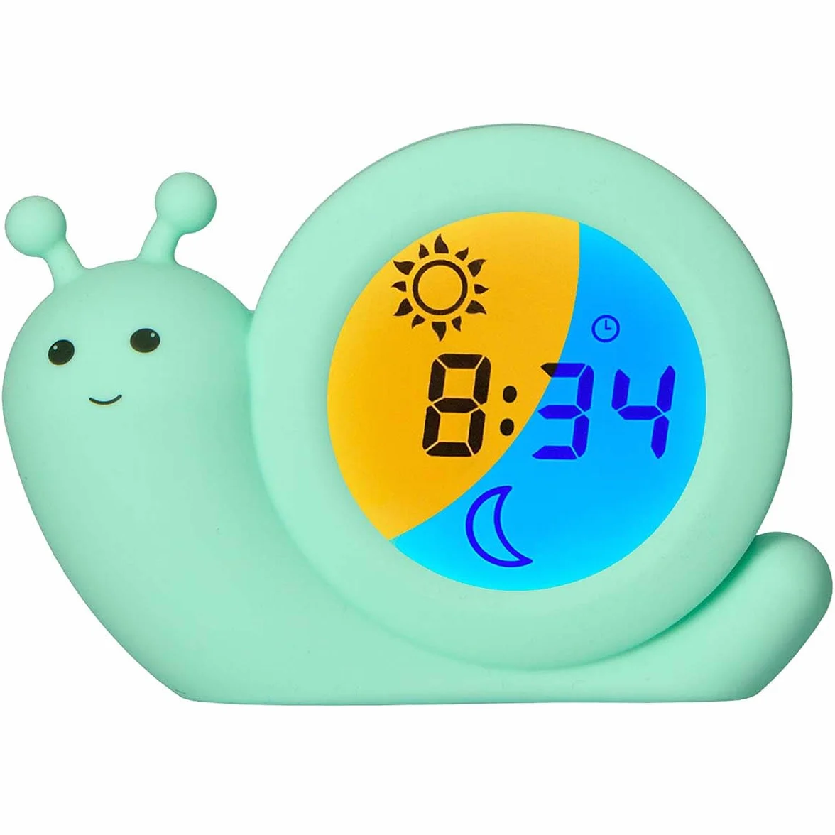 Alecto Baby BC110GN SIMON - Addestratore del sonno, luce notturna e sveglia, lumaca, verde menta