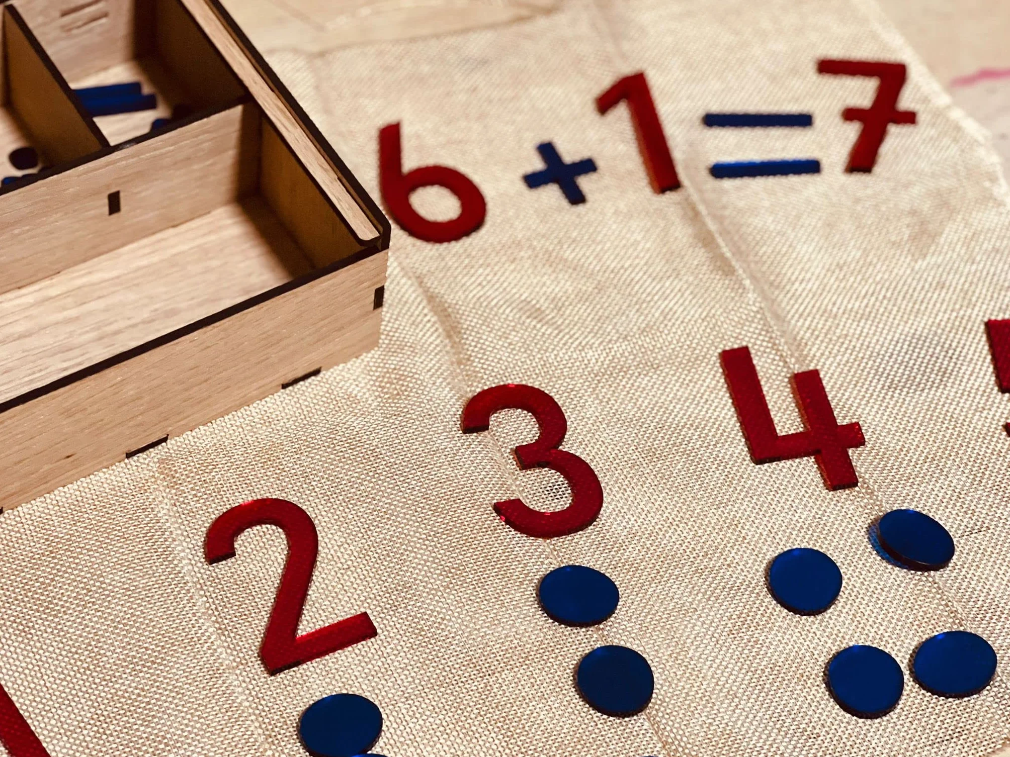Scatola dei Numeri Montessori – Materiale Educativo per la Matematica | Numeri in Metacrilato Trasparente per Tavolo Luminoso | Ideale per Prime Operazioni e Apprendimento Visivo