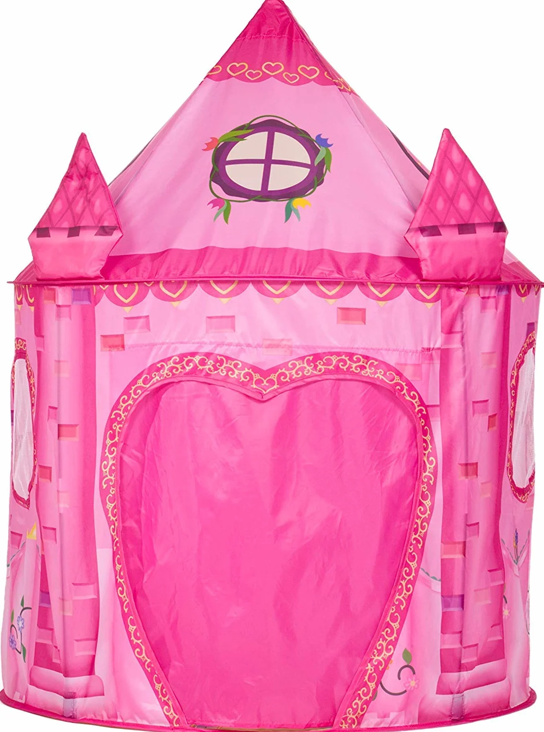 Tenda per bambini castello rosa da interno, pieghevole capanna da gioco