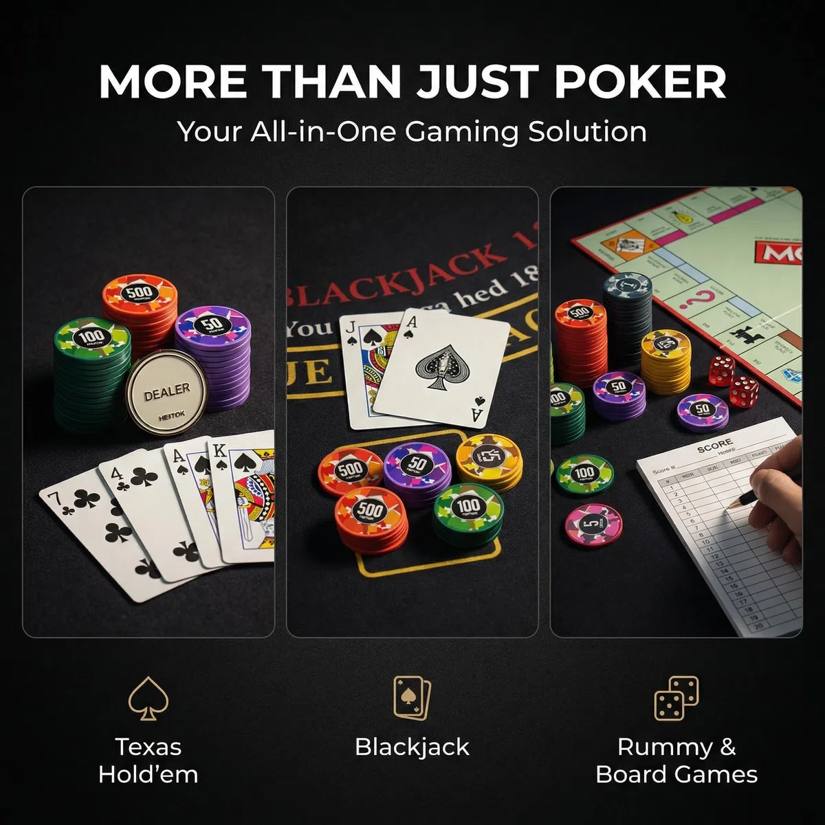 HEITOK Set Poker Professionale 300 Fiches Numerate 11,5g con Valigetta Alluminio Rinforzata, 2 Mazzi Carte e Bottone Dealer in Metallo per Texas Hold'em e Casinò