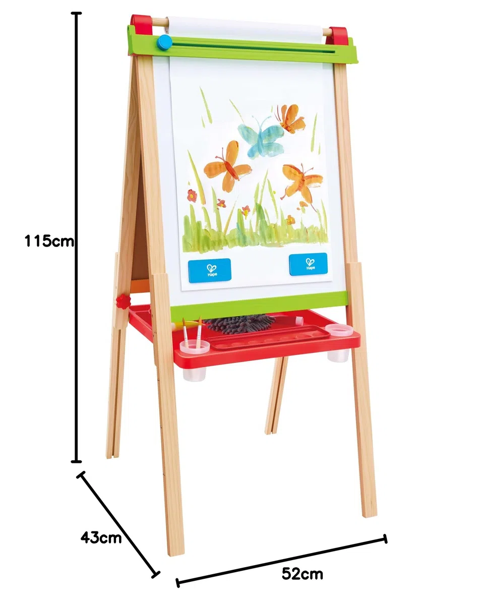 Hape Cavalletto Piccoli artisti, Cavalletto Creativo in Legno a Due Facce, Altezza Regolabile per Bambini
