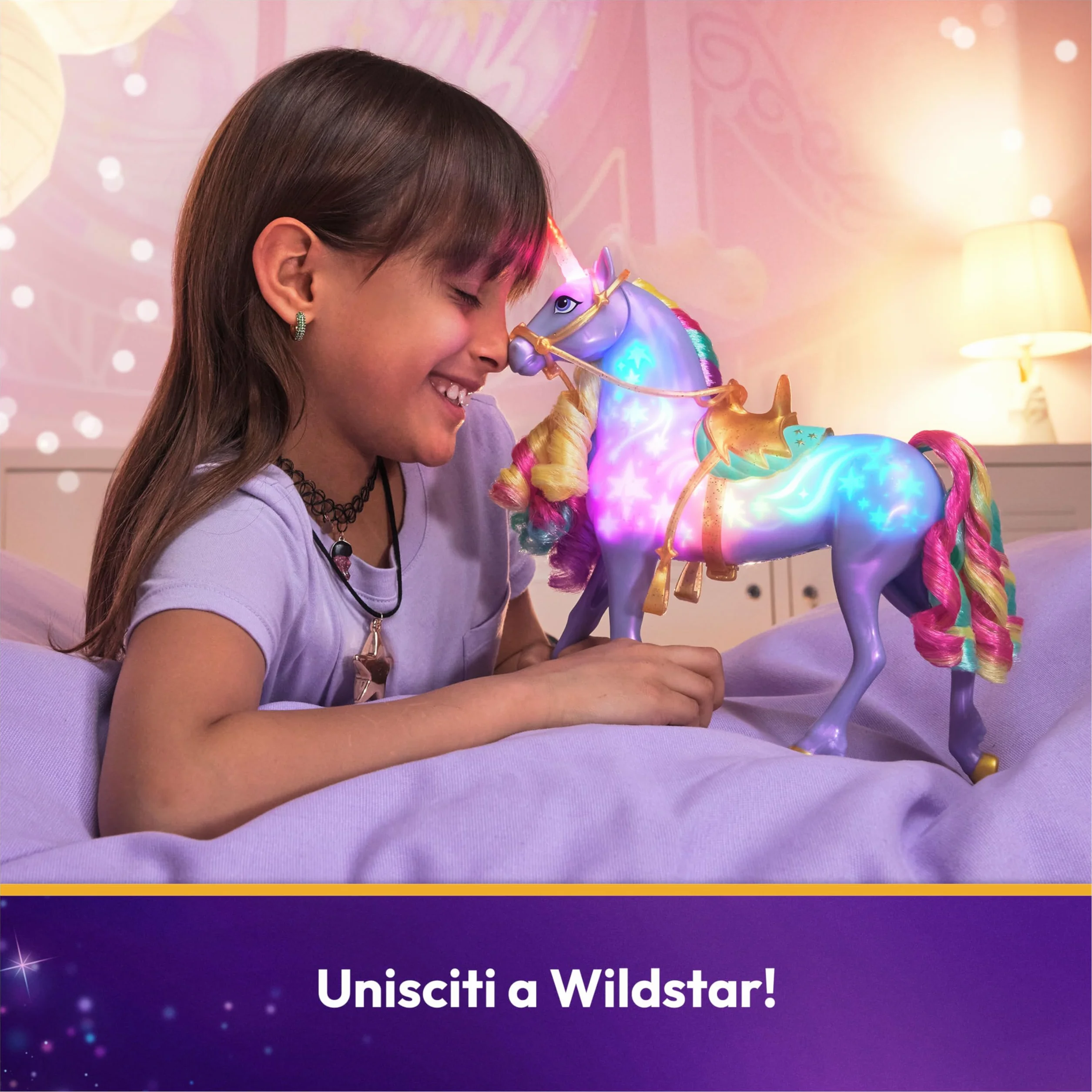 Unicorn Academy, Unicorno Wildstar Interattivo, Magica Luce dell’Arcobaleno, con Luci, Suoni e Musica, per Bambine, 4+ Anni