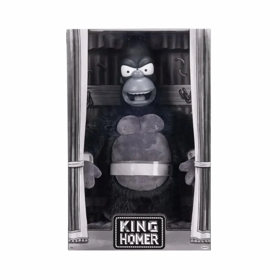 Peluche da collezione di Re Homer dei Simpson, prodotto da Jakks Pacific, con licenza ufficiale, alto 40 cm, ispirato all'episodio "La casa sull'albero dell'orrore"