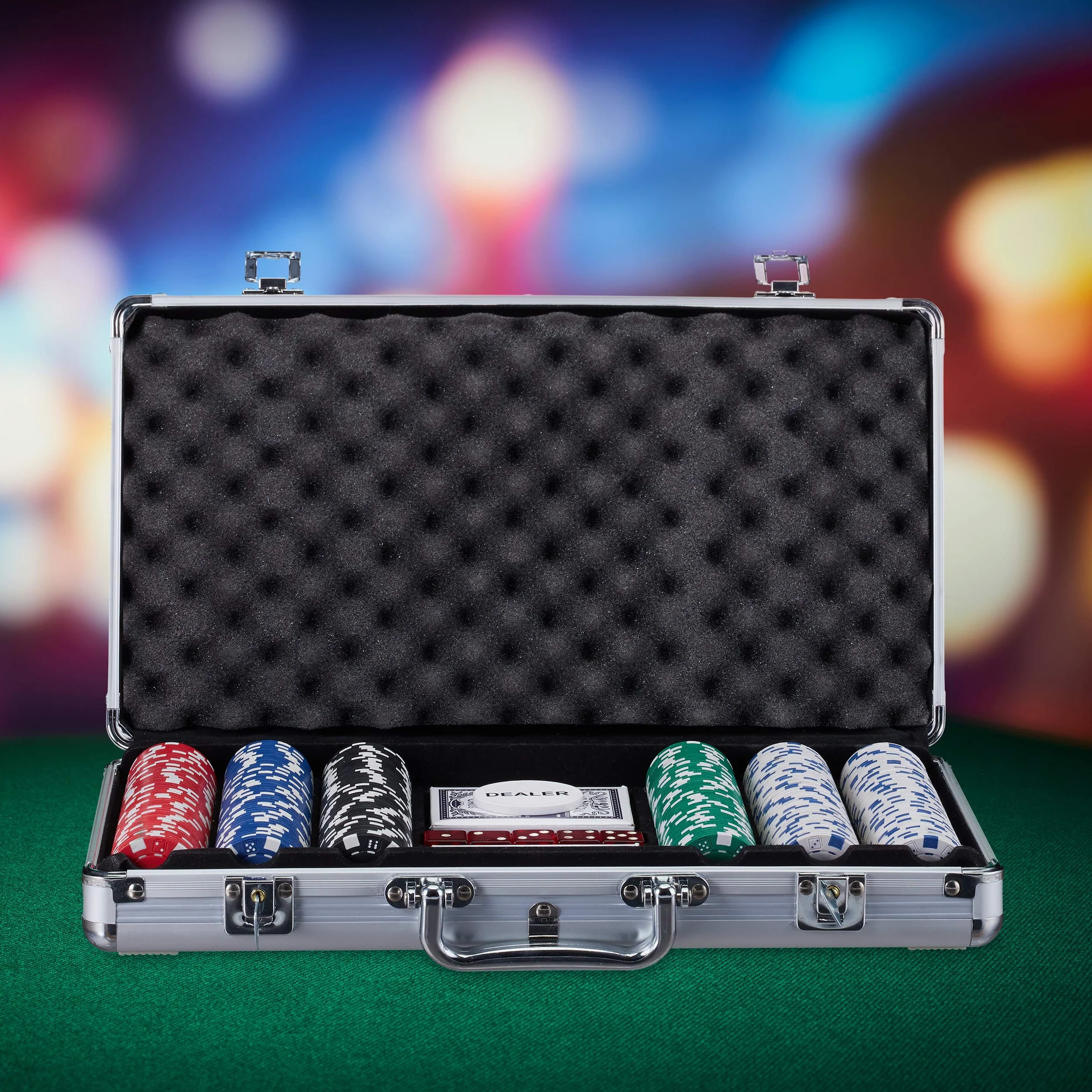Relaxdays Poker Set 300 Fiche Valigetta Alluminio Argento