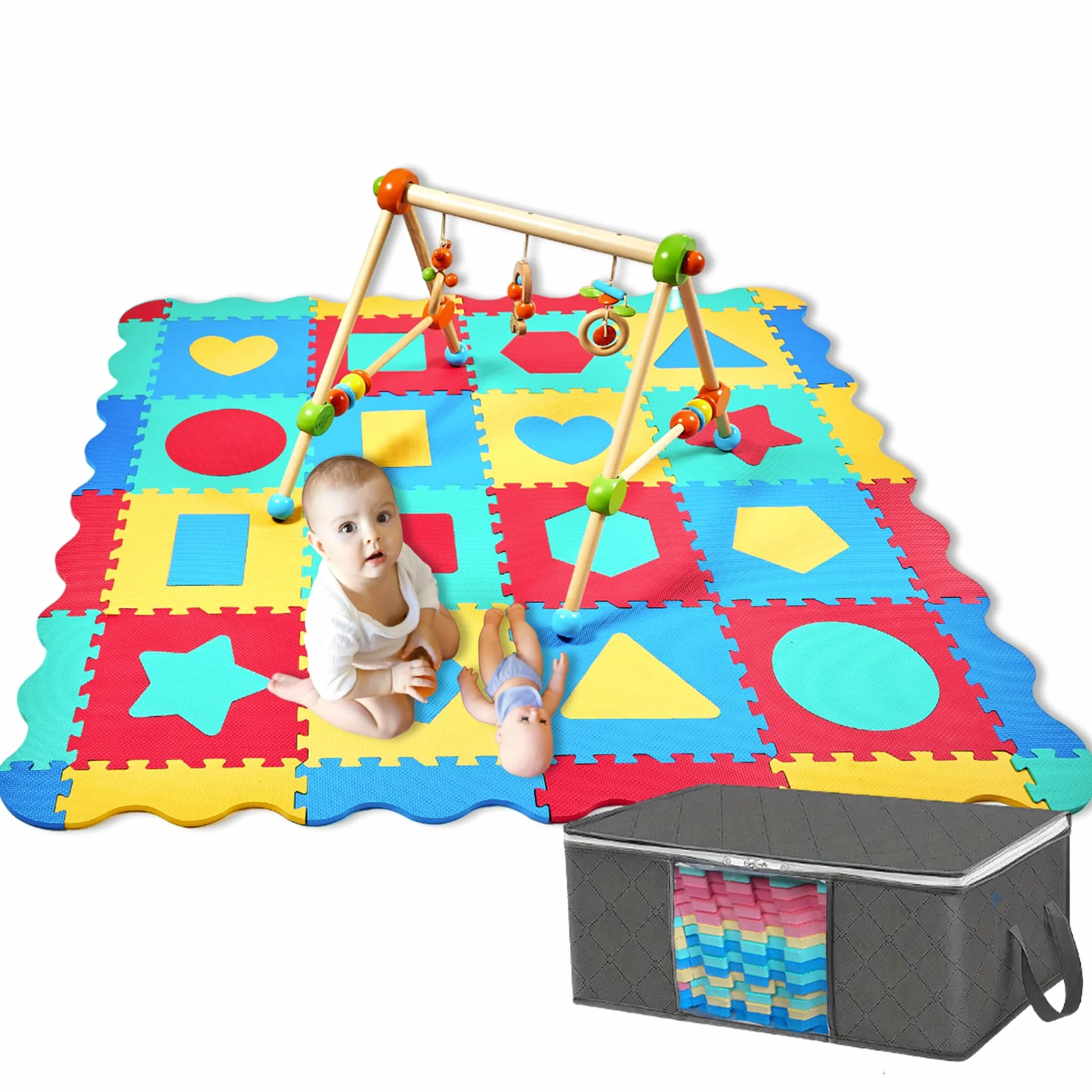 Tappeto Puzzle Bambini Schiuma EVA 140x140 cm con 36 Pezzi Antiscivolo