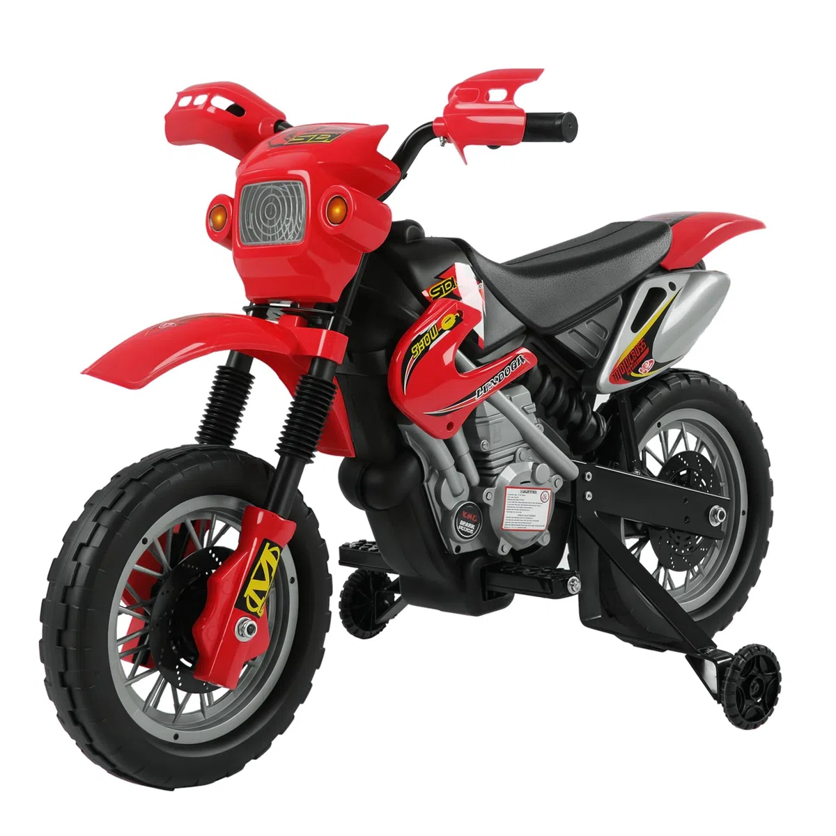 HOMCOM Moto Elettrica per Bambini 3-6 Anni, Moto Cross in Plastica PP con Ruote, Fari e Musica, 102x58x66 cm, Rosso e Nero
