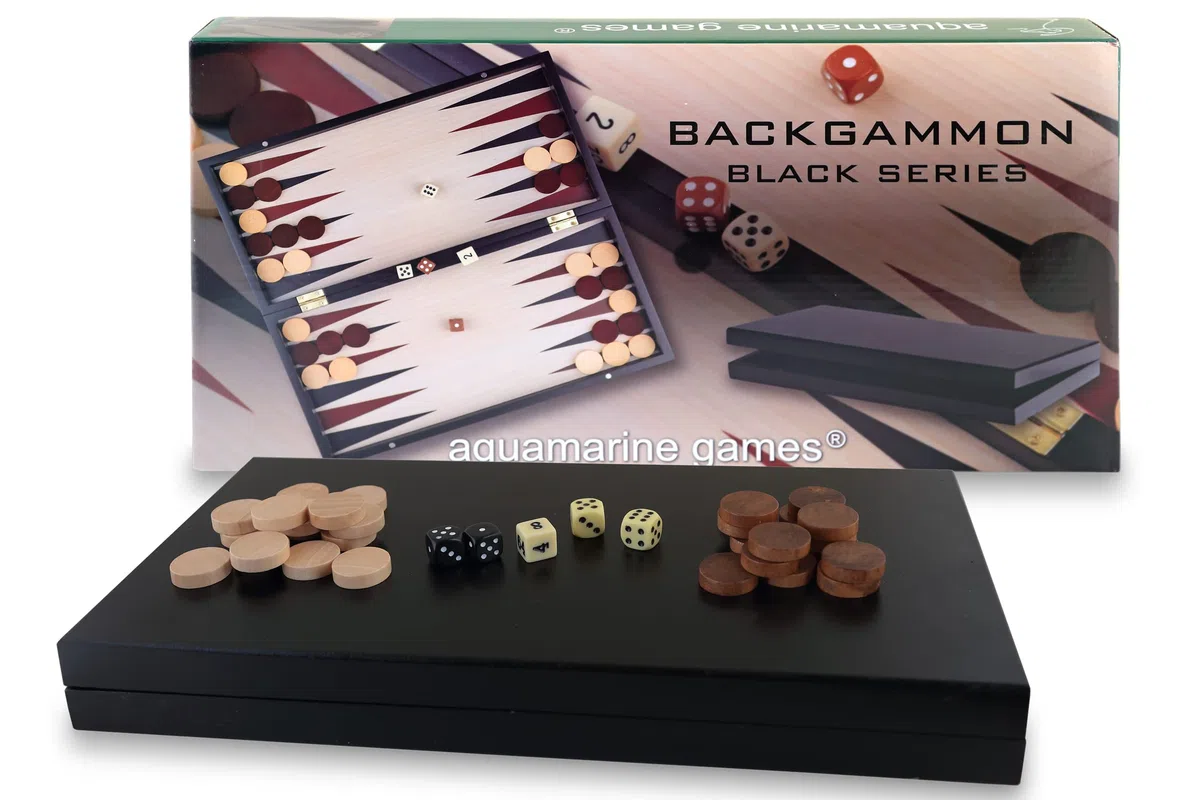 Aquamarine Games - Backgammon Black Series, nero, NO-Value (Compudid CP033)