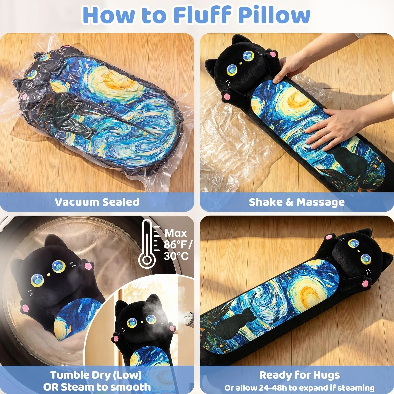 Mewaii Peluche Gatto Cuscino Lungo per Bambina 110CM Pupazzo Kawaii Giocattoli Gigante Abbraccio Morbido Cuscino Giocattolo Compleanno Regali per Lei Ragazza