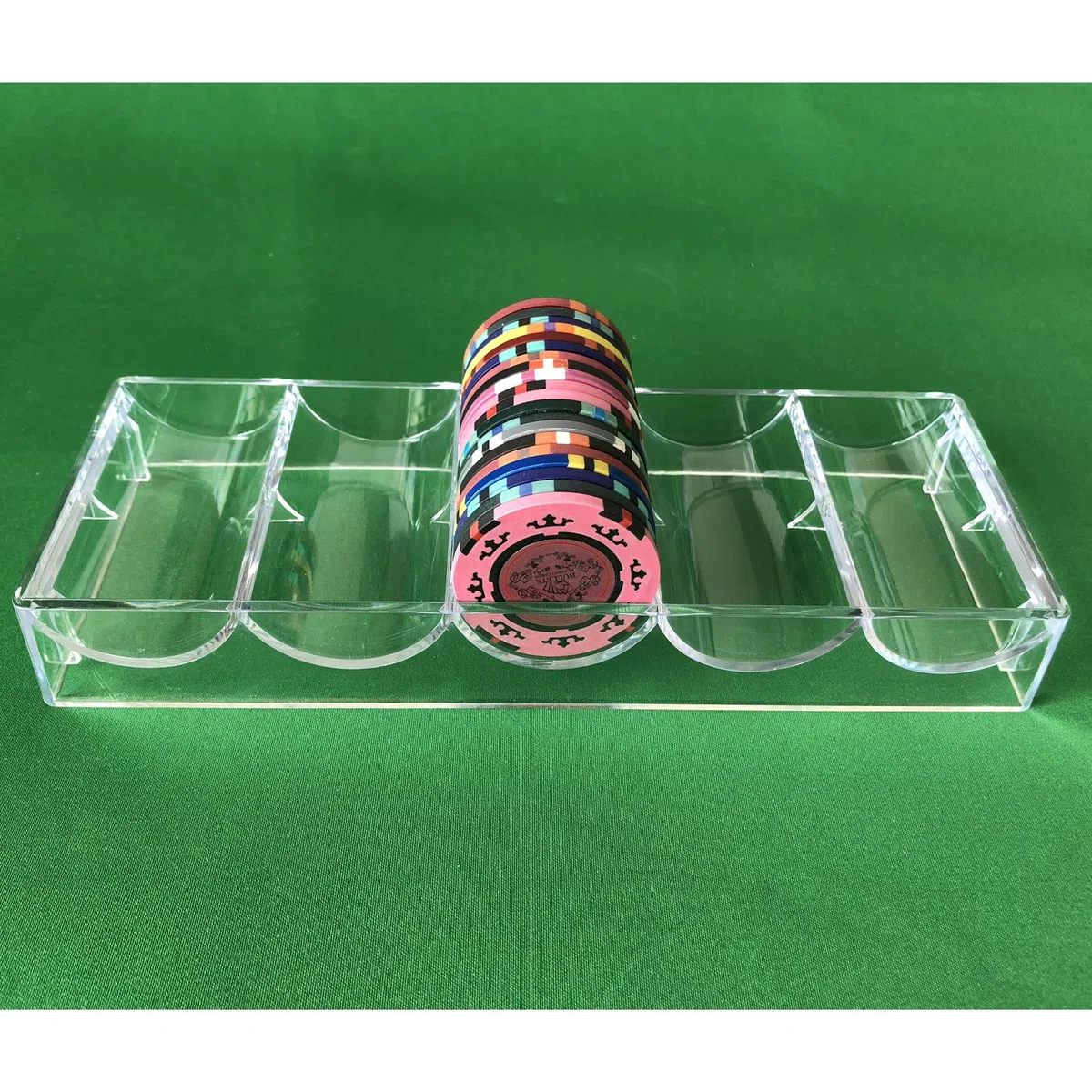 Yuanhe 600 Chip Acrilico Trasparente Poker Chip Blocco Carrier - Include 6 Rack di Chip