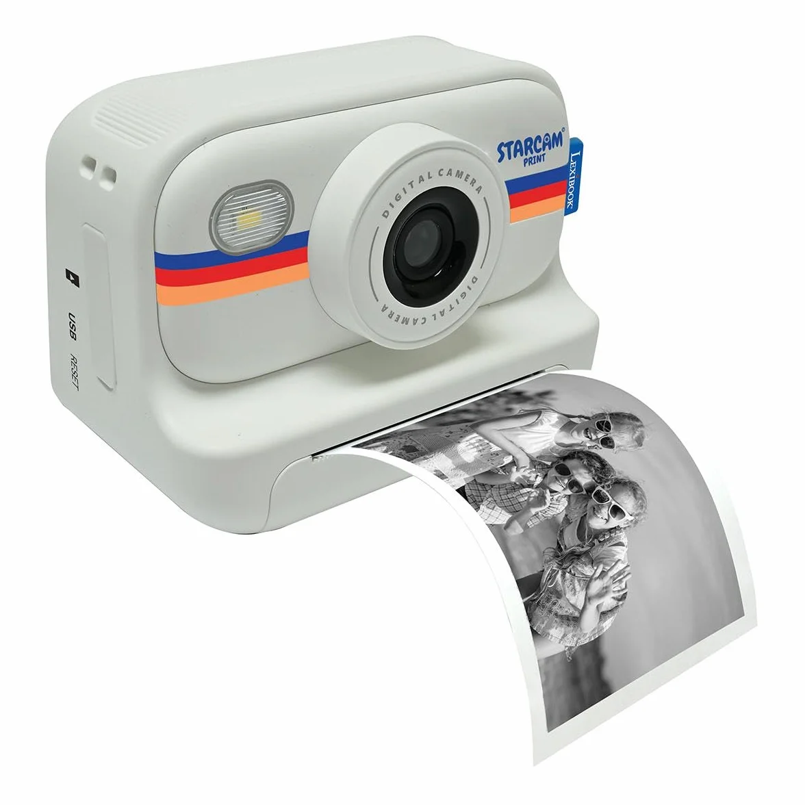 Lexibook, STARCAM Print HD, fotocamera con stampante istantanea, foto, video, selfie, musica, funzioni di gioco, kit di personalizzazione e scheda SD da 32 GB inclusa, bianco, DJ165