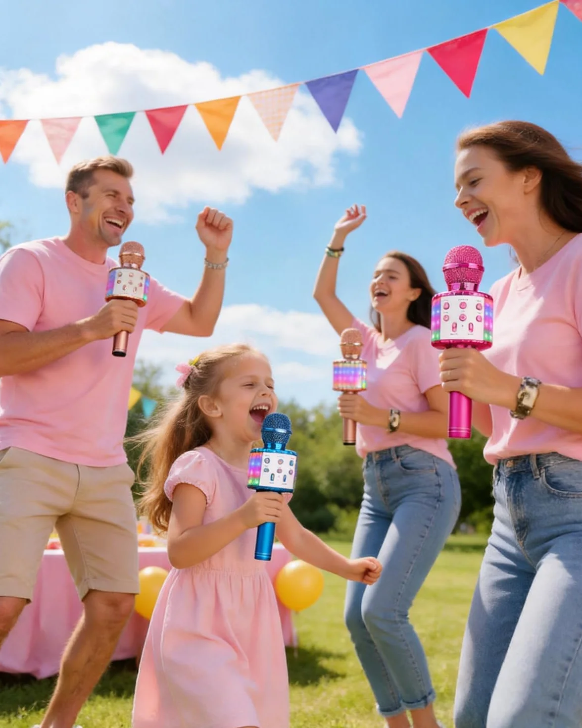 Set 2er Microfono Karaoke Bluetooth Wireless Con Luci a LED Portatili Portatili Cantanti per Altoparlanti Karaoke Giocattoli Gift per Bambini per Bambini (Con 10 Coperture Microfono Usa e Getta)