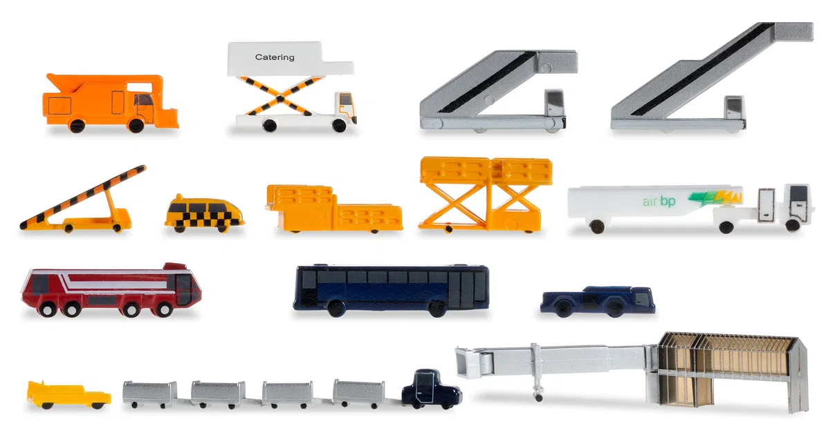 herpa 519472-Accessori per aeroporti I, 19 Pezzi, Multicolore, 519472