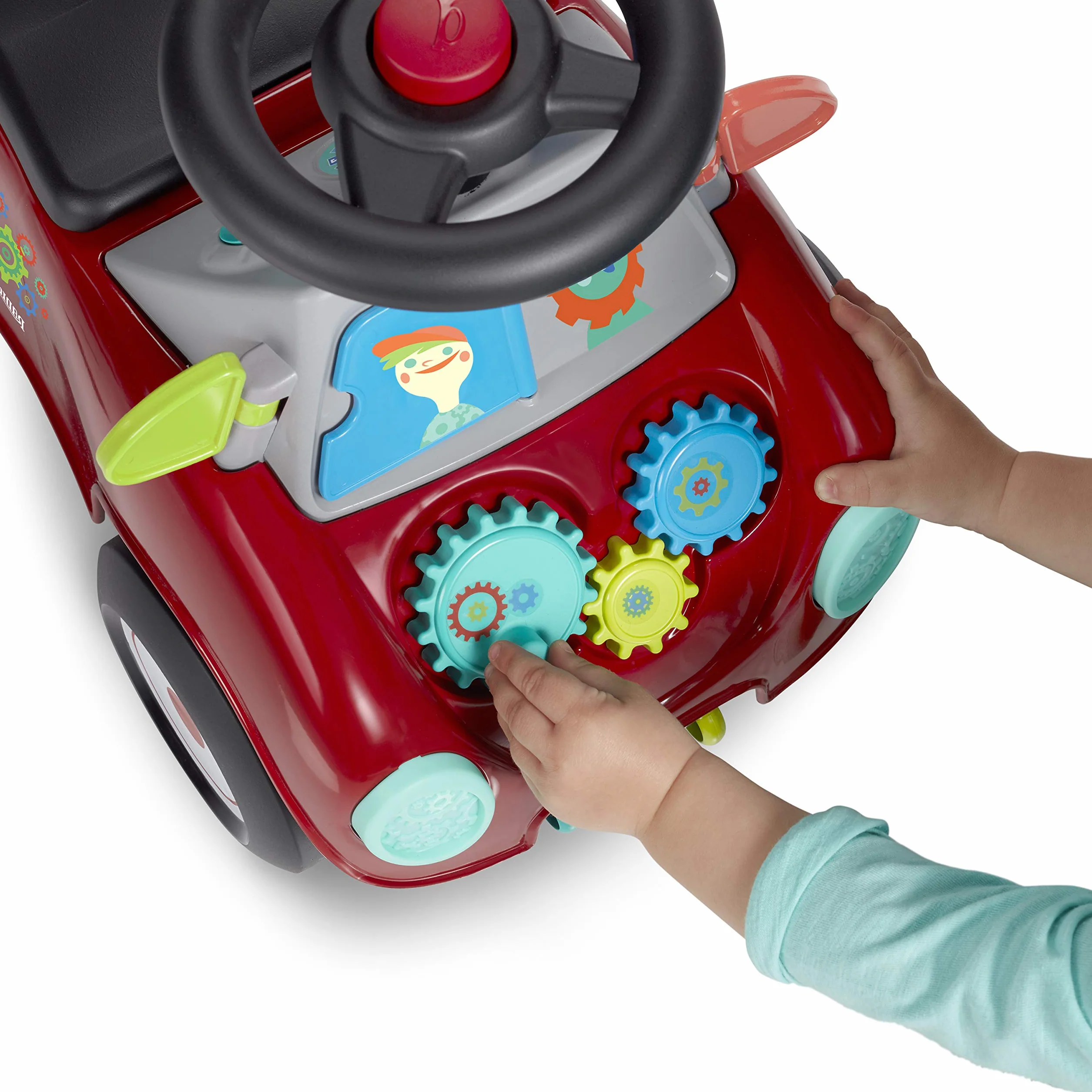 Radio Flyer Busy Buggy, cavalcabile per passare da seduti a in piedi, cavalcabile rosso per bambini da 1 a 3 anni