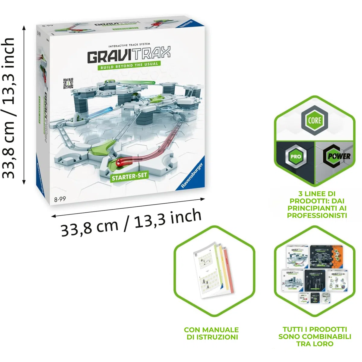 Ravensburger - GraviTrax Starter-Set, Pista biglie 116 pezzi, Rompicapo bambini e adulti, Giochi bambini 8 anni e più, Gioco Interattivo ed Educativo STEM, Compatibile con tutti i produtti GraviTrax
