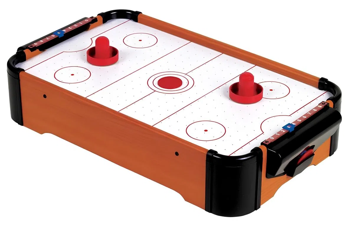 Hockey da Tavolo ad Aria in Legno Grande con 2 Manopole 2 Dischi e Segnapunti Integrato
