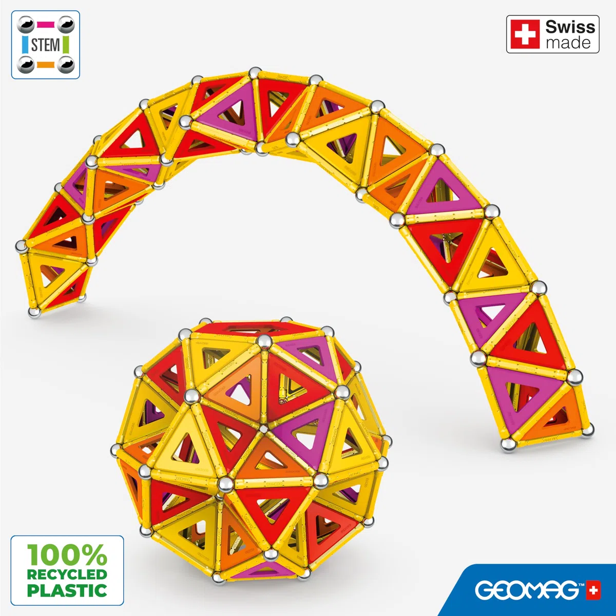 Geomag - Classic Masterbox Costruzioni Magnetiche Per Bambini, Giocattolo Magnetico Linea Green 100% Plastica Riciclata, 388 Pezzi