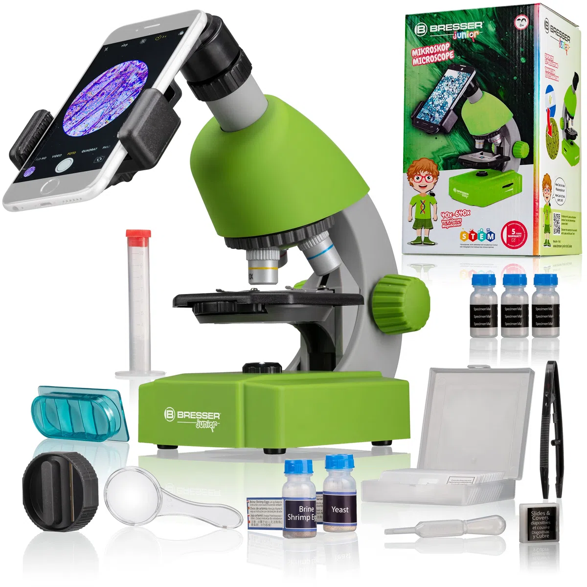 BRESSER JUNIOR Microscopio 40x-640x verde