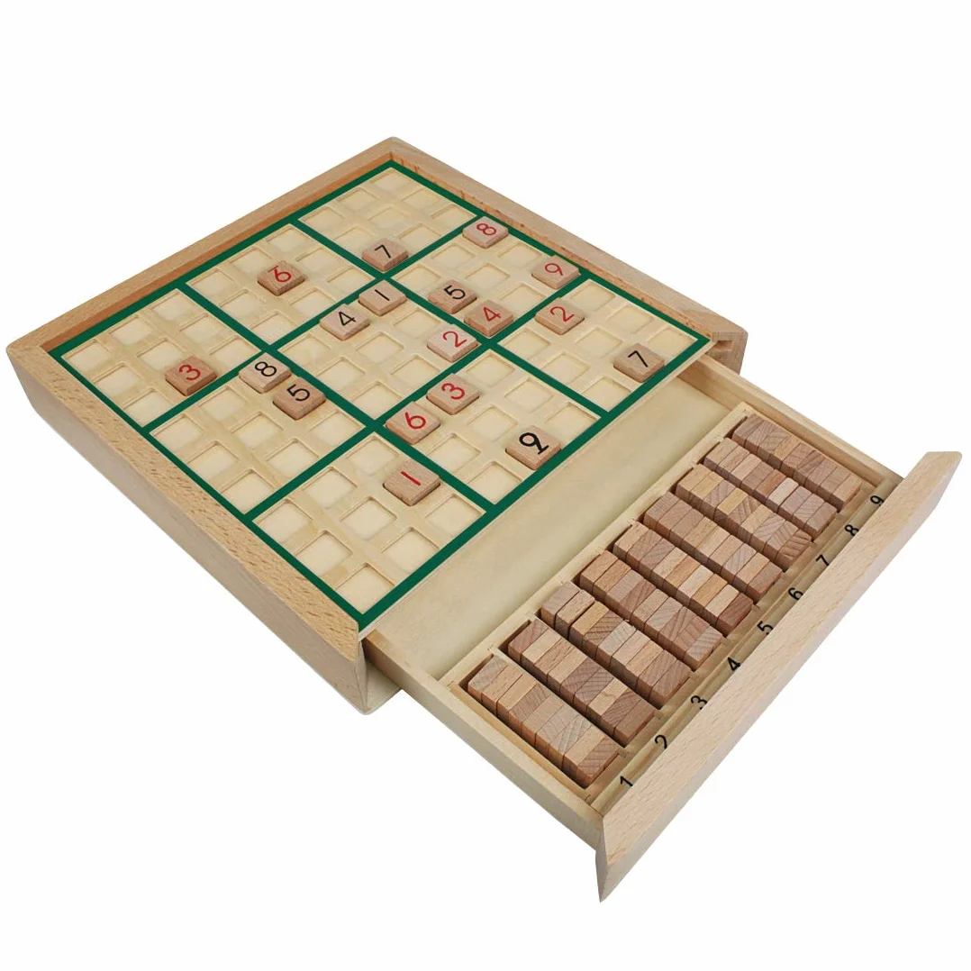 Andux Zona Legno Sudoku Tavola Giochi Con Cassetto SD-02 (Verde)