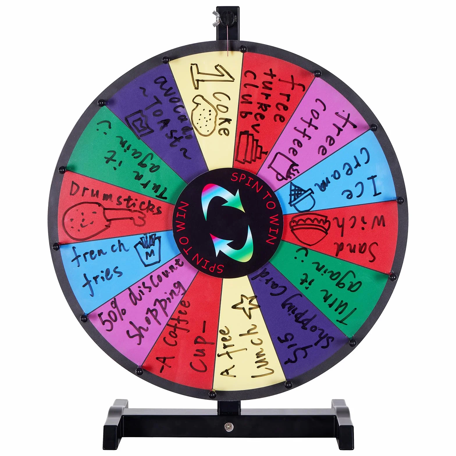 VEVOR Ruota della Fortuna 457 mm, Ruota della Lotteria a Secco, Ruota Fortuna 14 Slot, con 2 Indicatori, Rotazione Liscia e Gioco del Bingo Equilibrato, Gioco per Feste in Salone Carnevale