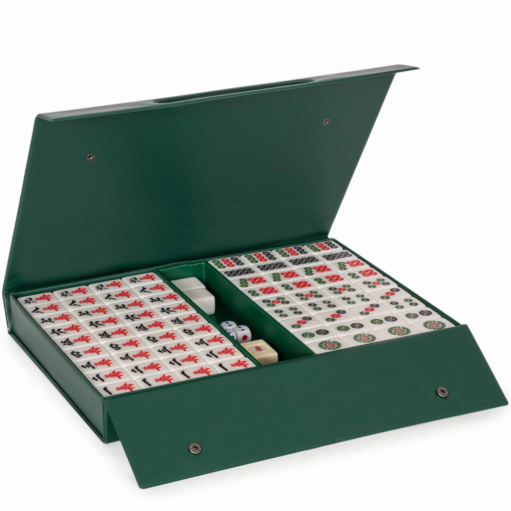 Yellow Mountain Imports Set Mahjong cinese "Emerald Weave" 146 piastrelle 40 mm custodia vinile