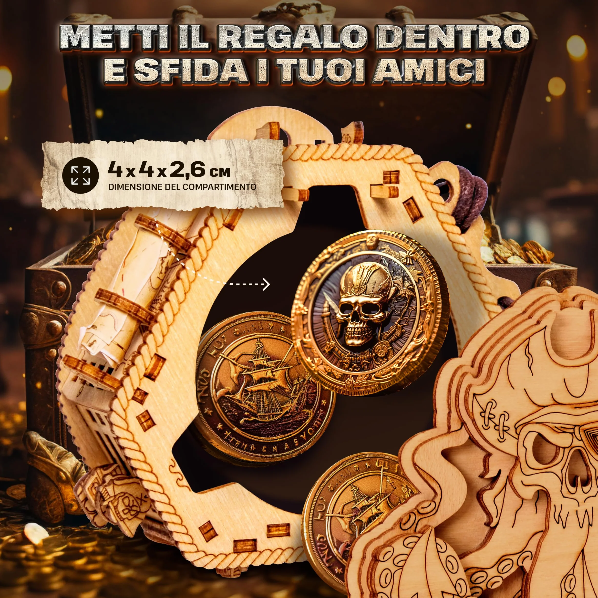 ESC WELT Blackbeard's Compass Puzzle Box - Escape Room in una scatola - Rompicapo - Scatola di gioco in fuga 3D - Giochi di indovinelli in scatola - Scatola di puzzle per bambini e adulti