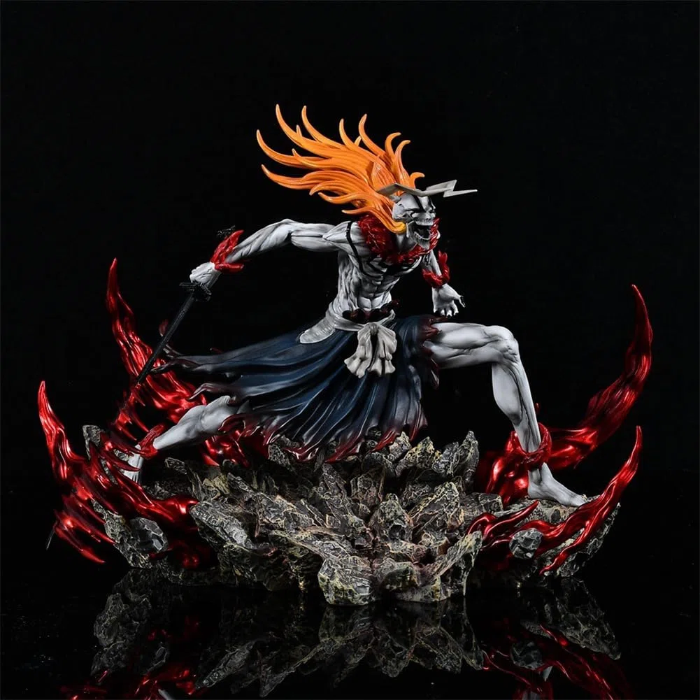 Figura di Ichigo Kurosaki Horned Ichigo Action Figure Anime Hollow Ichigo Figure con Base Modello, Posizione da Combattente Scultura con Base Articoli da Collezione Decorazione Regalo 23CM