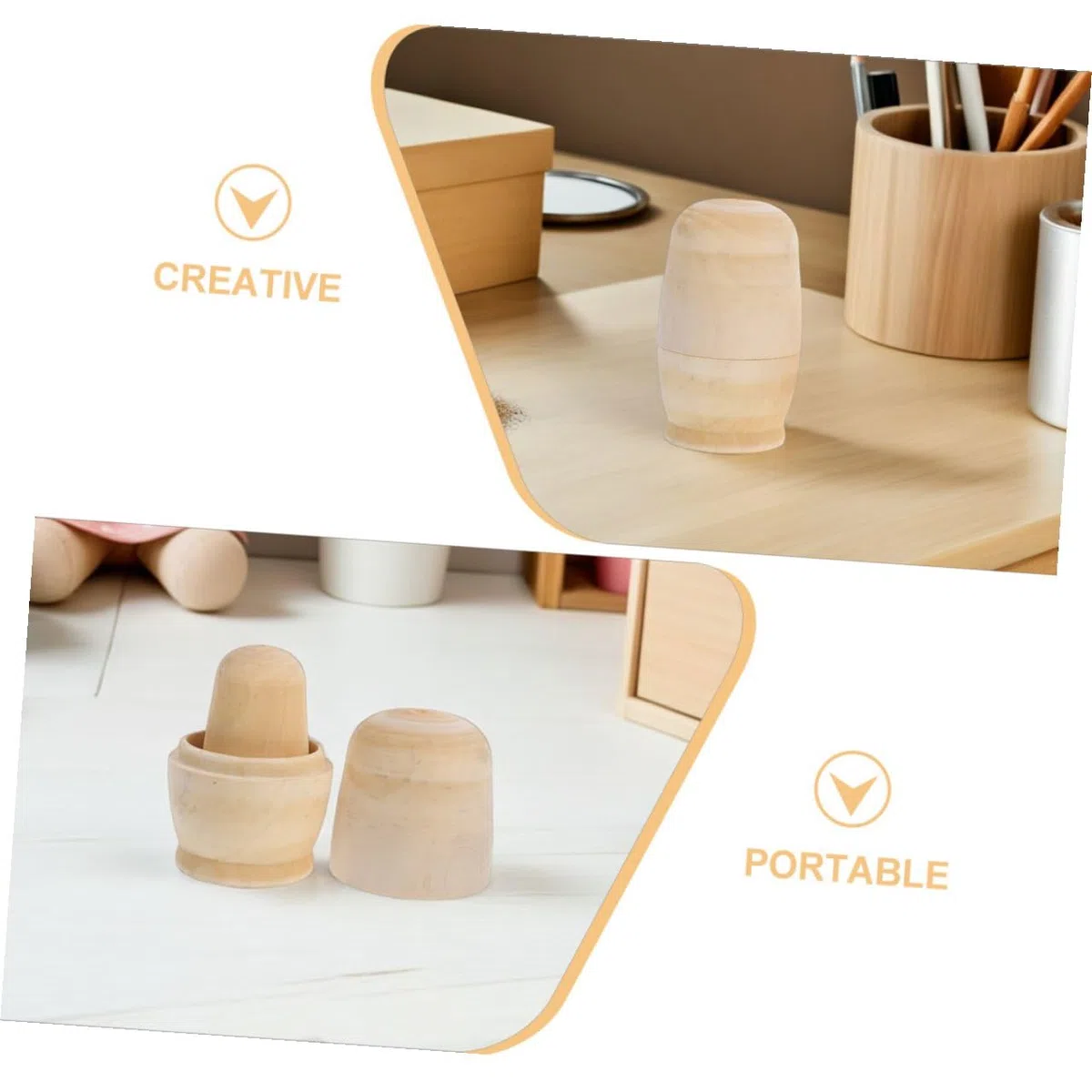 Set 5 Pezzi Bambole Matrioska in Legno da Colorare, Kit Educativo Fai da Te per Bambini